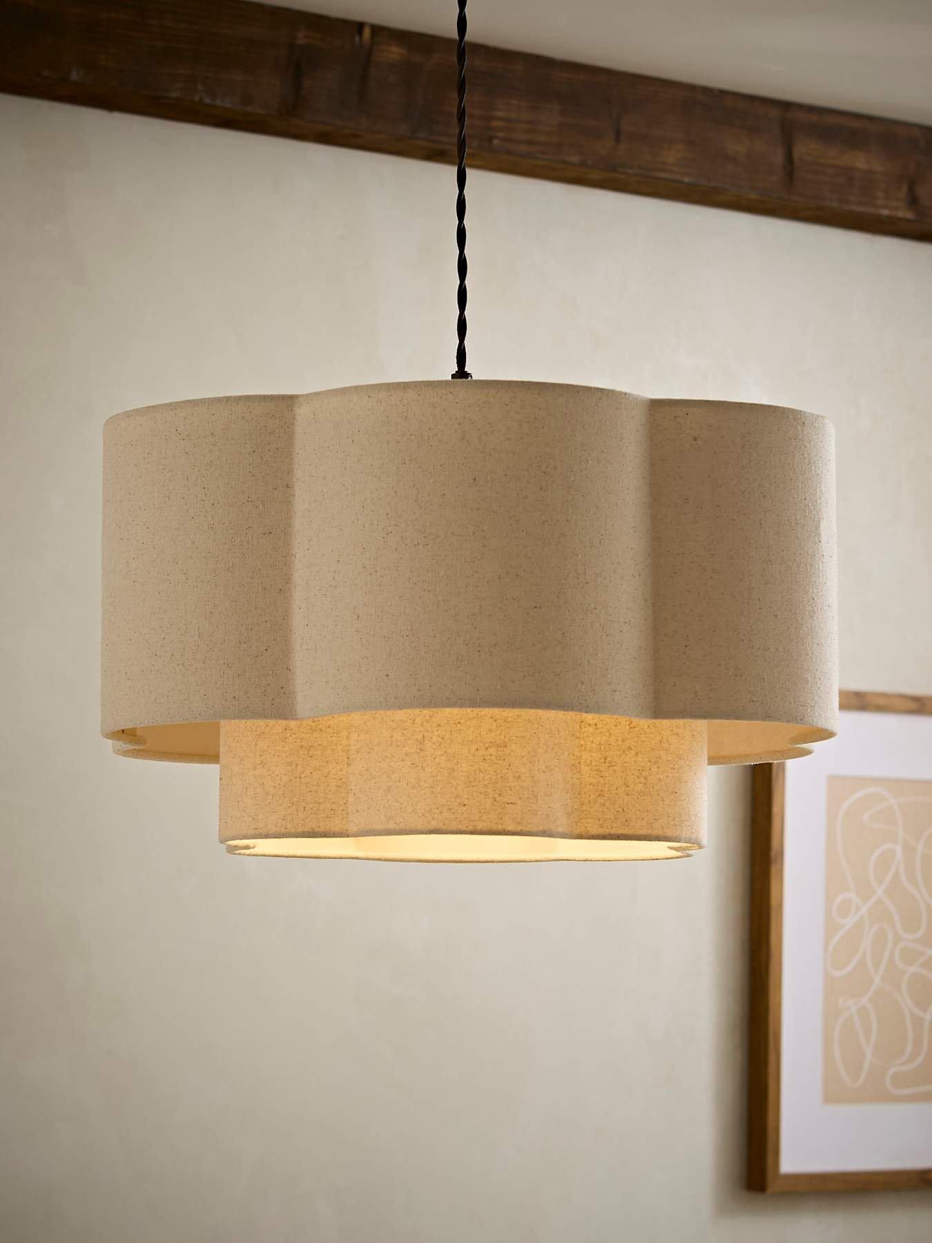 ValueLights Nora Natural 2 Tier Linen Scallop Shade
