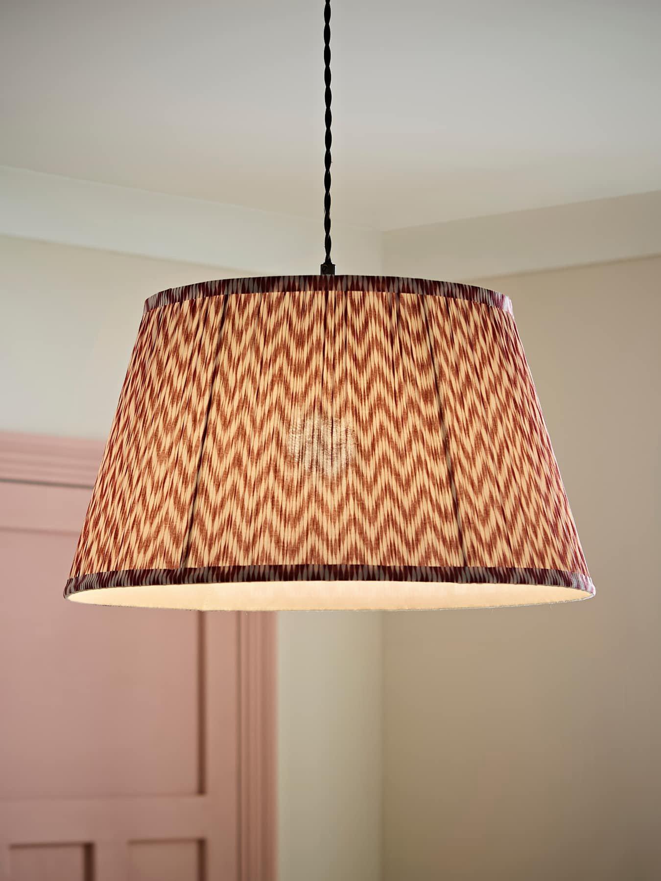 Image 1 of 7 of ValueLights Saffira Pink Pleated Chevron Taper Shade Large