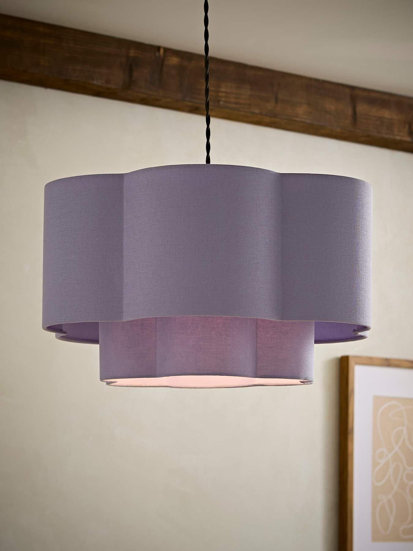 ValueLights Nora Lilac 2 Tier Linen Scallop Shade