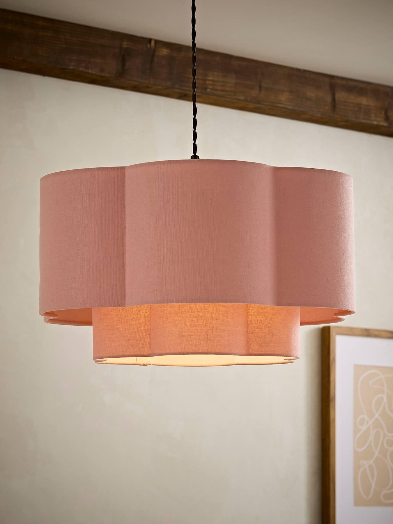 ValueLights Nora Pink 2 Tier Linen Scallop Shade