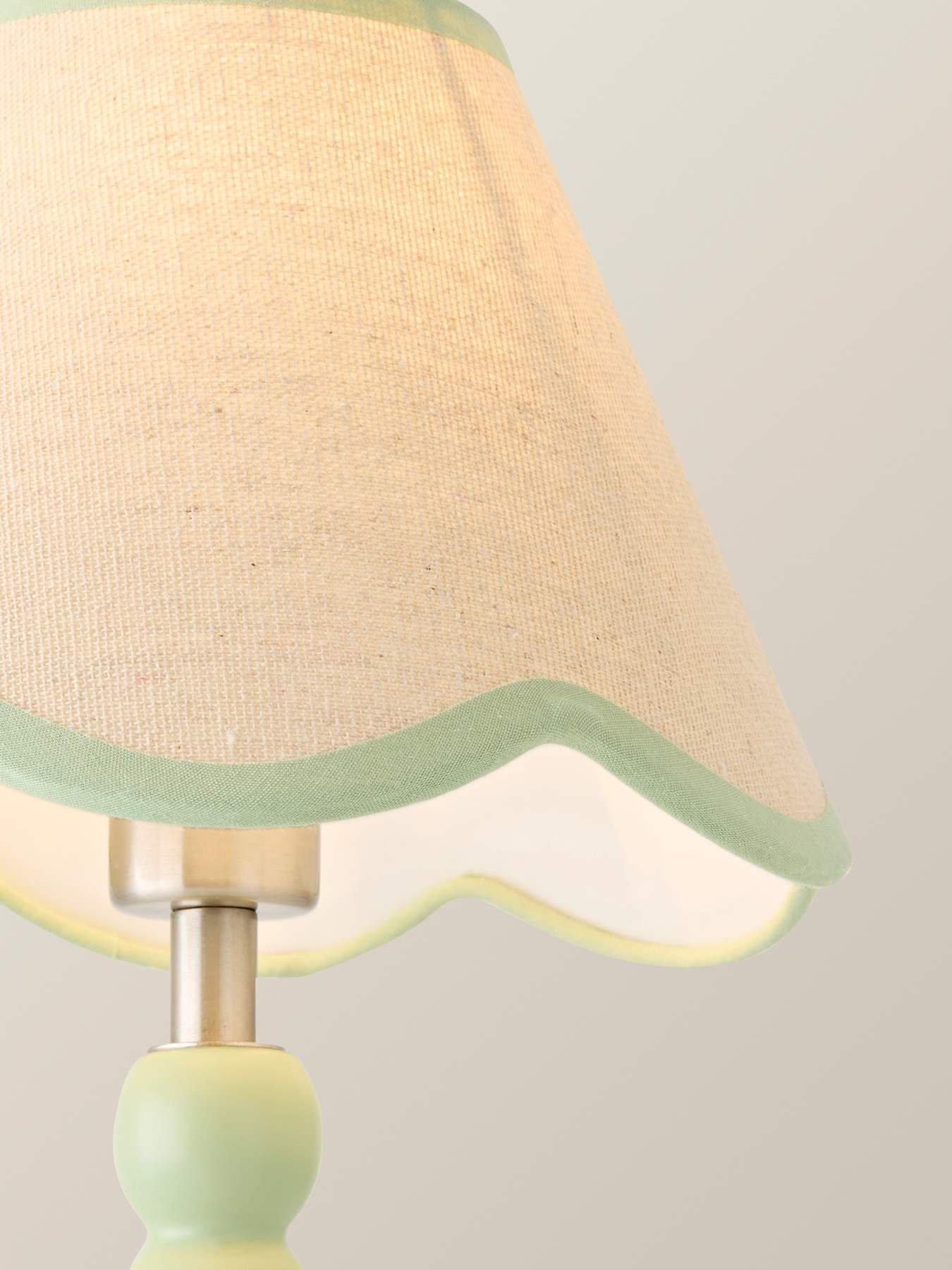 Image 4 of 6 of ValueLights Bobble Green Rechargeable Table Lamp With Green Trim Scallop Shade