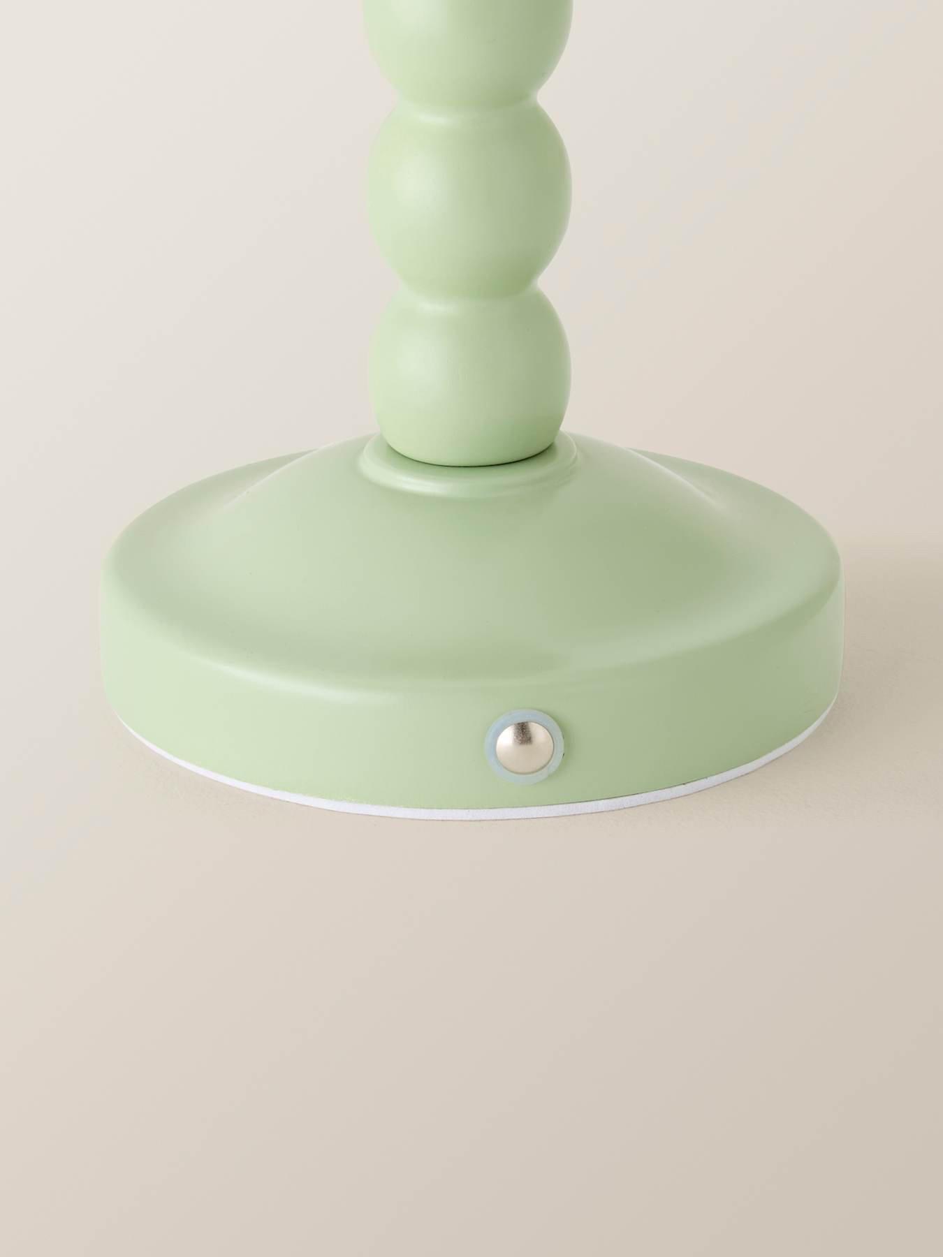 Image 5 of 6 of ValueLights Bobble Green Rechargeable Table Lamp With Green Trim Scallop Shade