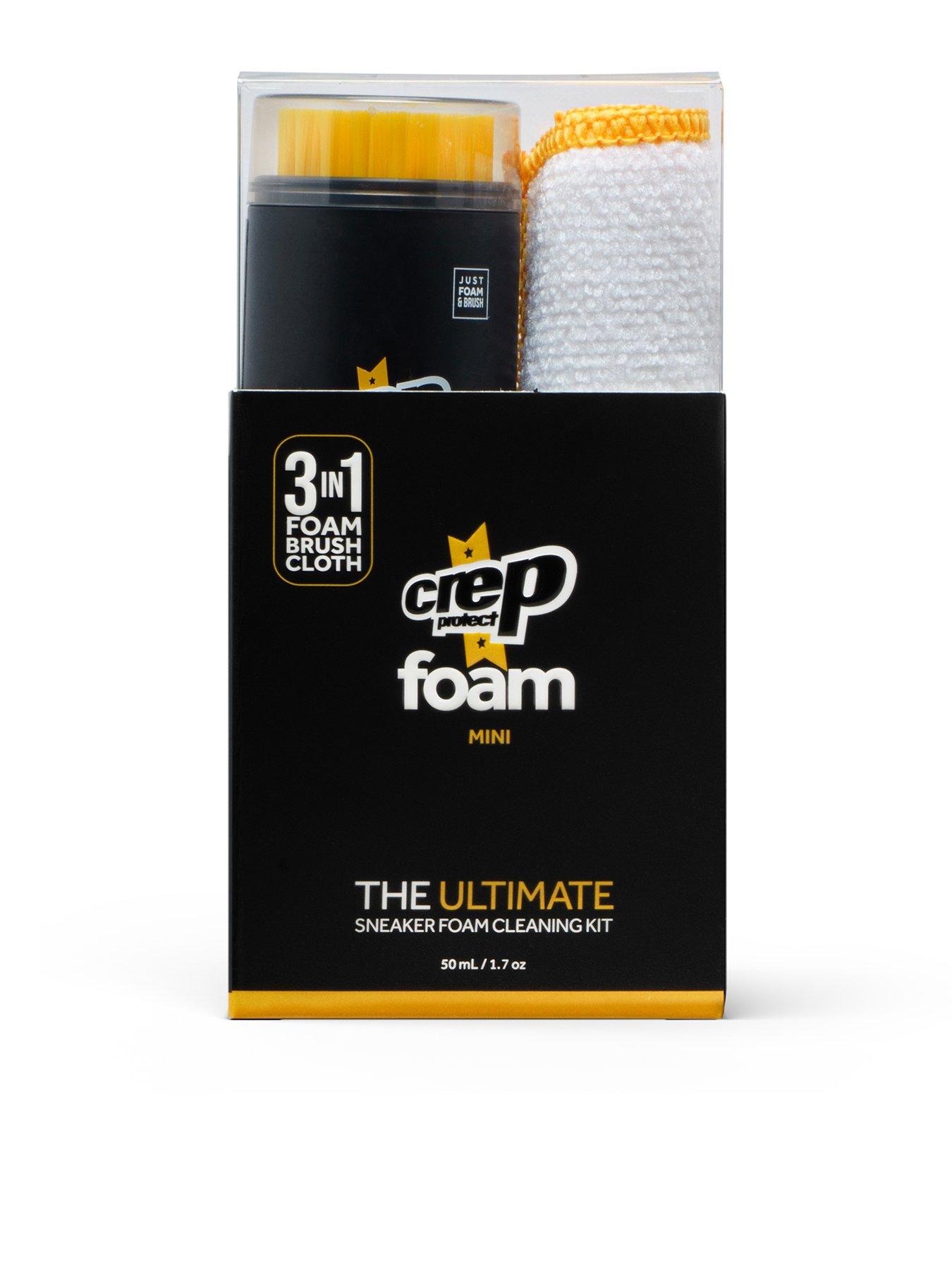 Image 1 of 4 of Crep Protect Mens Foam Cleaner Integrated Brush Microfibre Cloth Shoe Care Kit - White