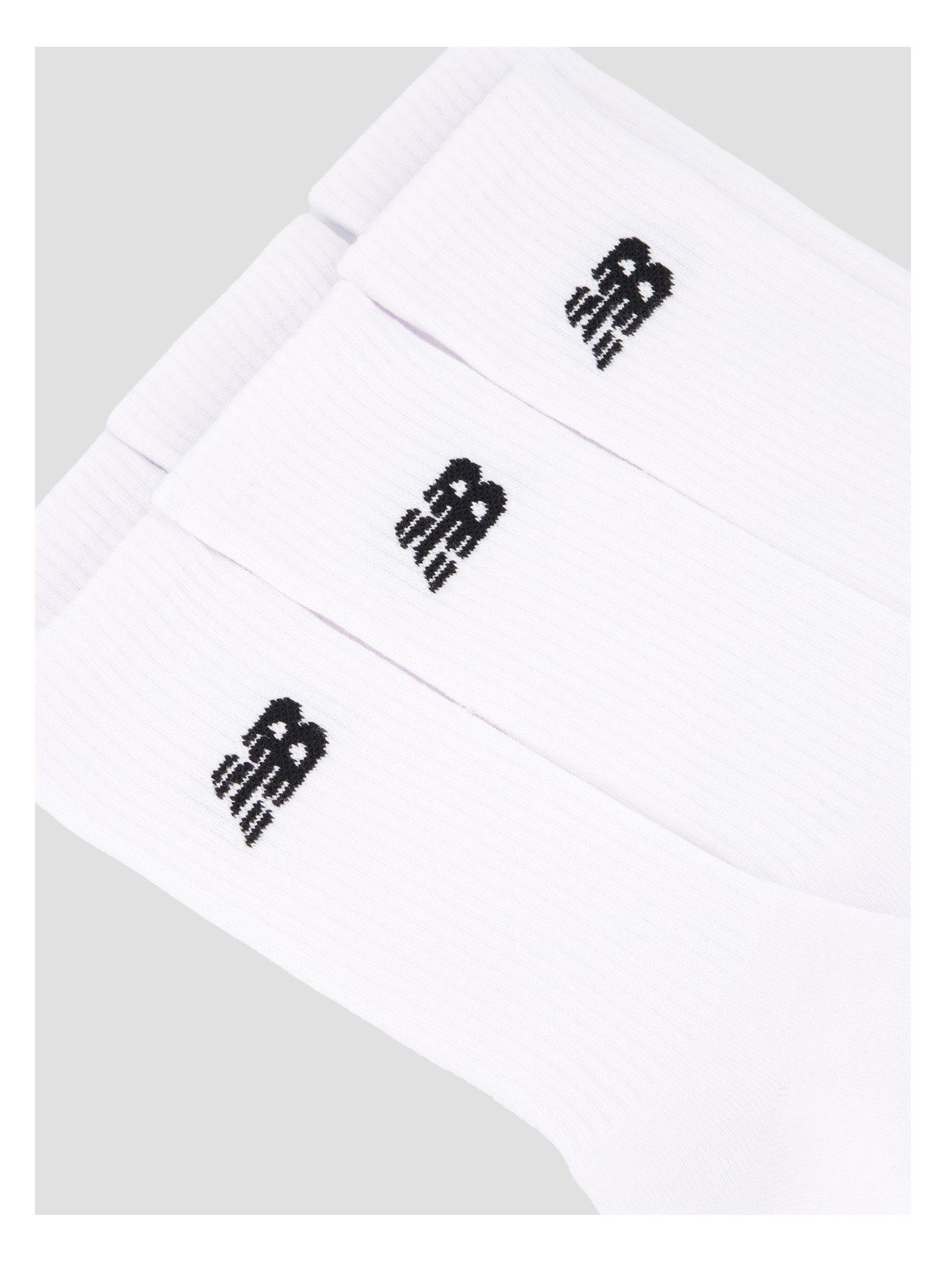 Image 3 of 3 of New Balance Mens Everyday Ribbed Crew 3 Pack Socks - White