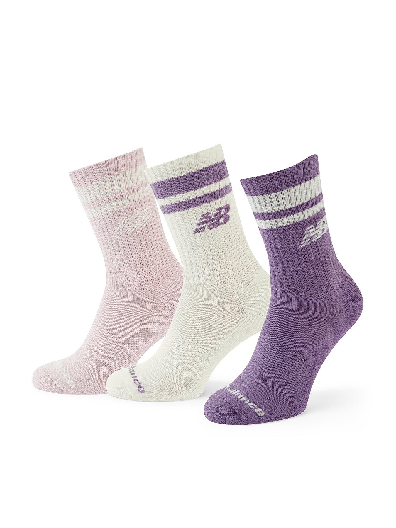Image 1 of 3 of New Balance Womens Ribbed Stripe 3 Pack Mid-Calf Socks - Neutral
