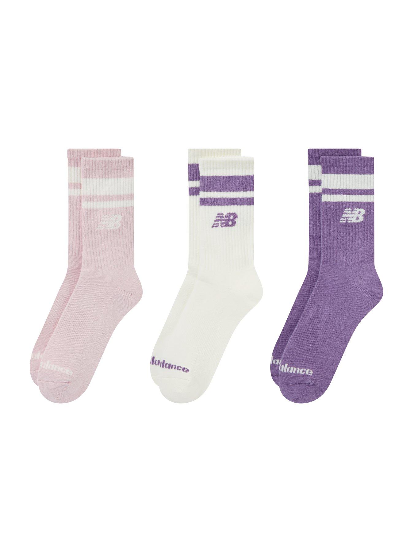 Image 2 of 3 of New Balance Womens Ribbed Stripe 3 Pack Mid-Calf Socks - Neutral