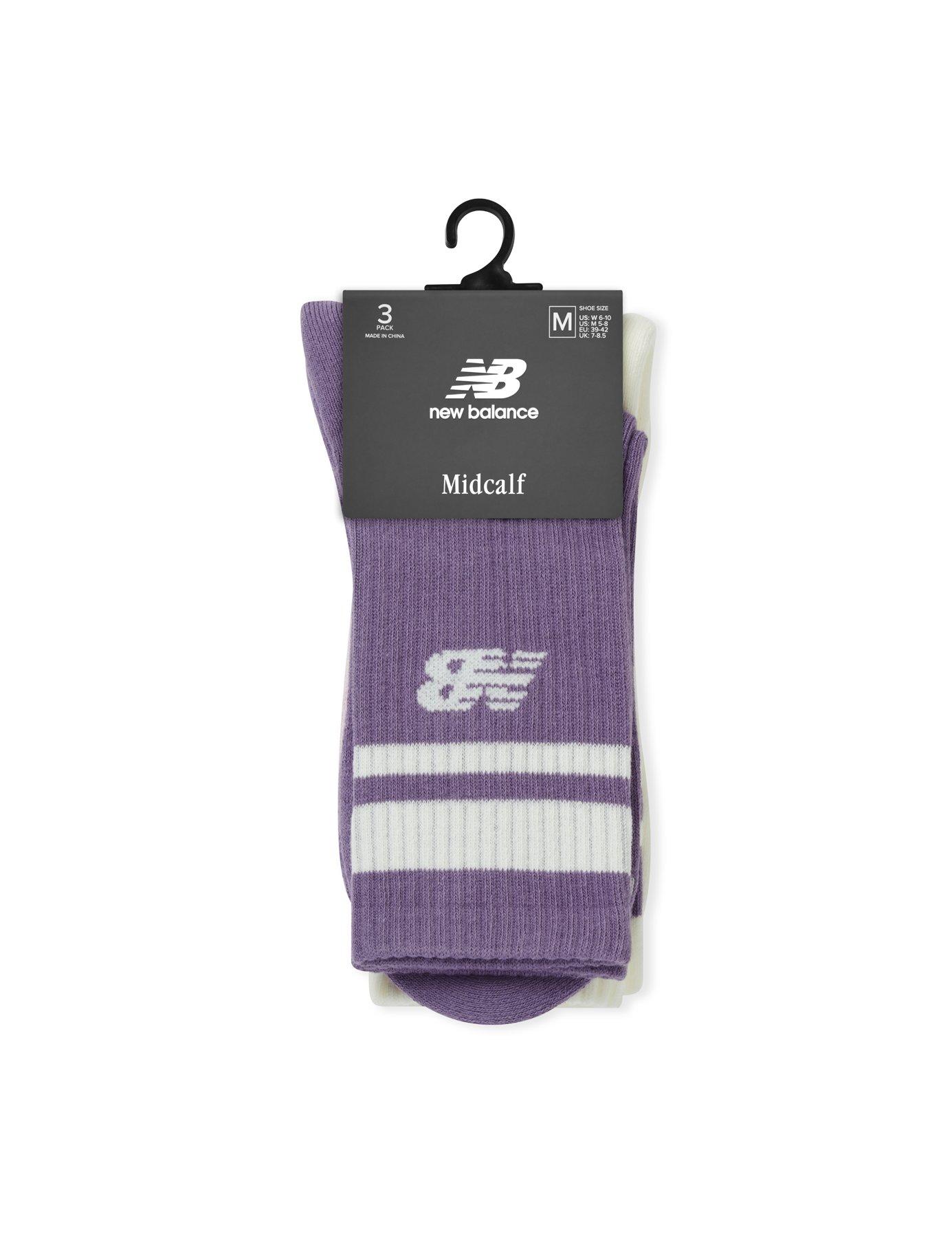 Image 3 of 3 of New Balance Womens Ribbed Stripe 3 Pack Mid-Calf Socks - Neutral