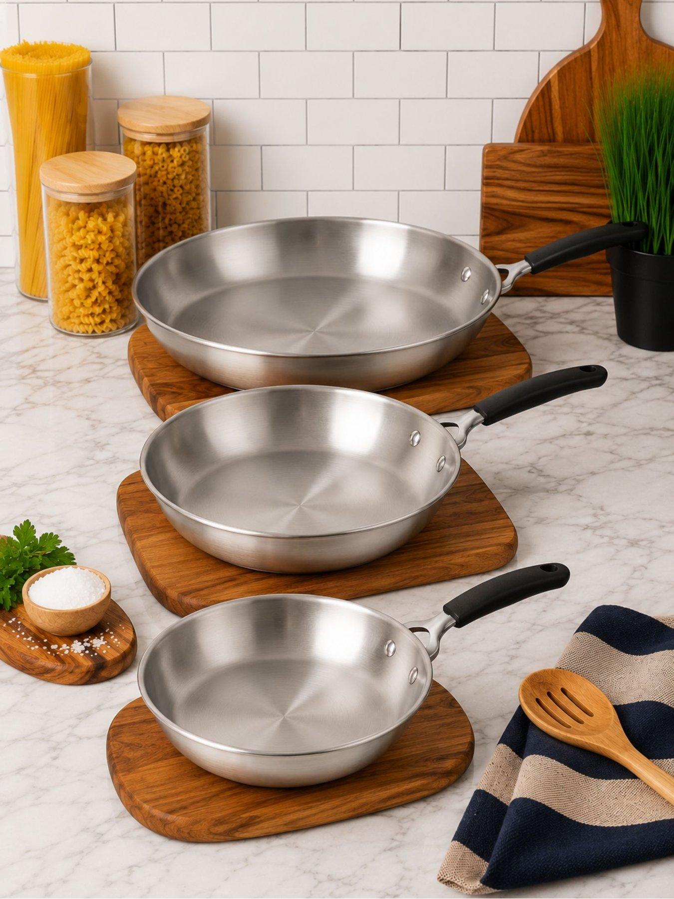 Prestige Prestige Made To Last Stainless Steel Frypan Triple Pack, 21cm, 25cm  &  29cm