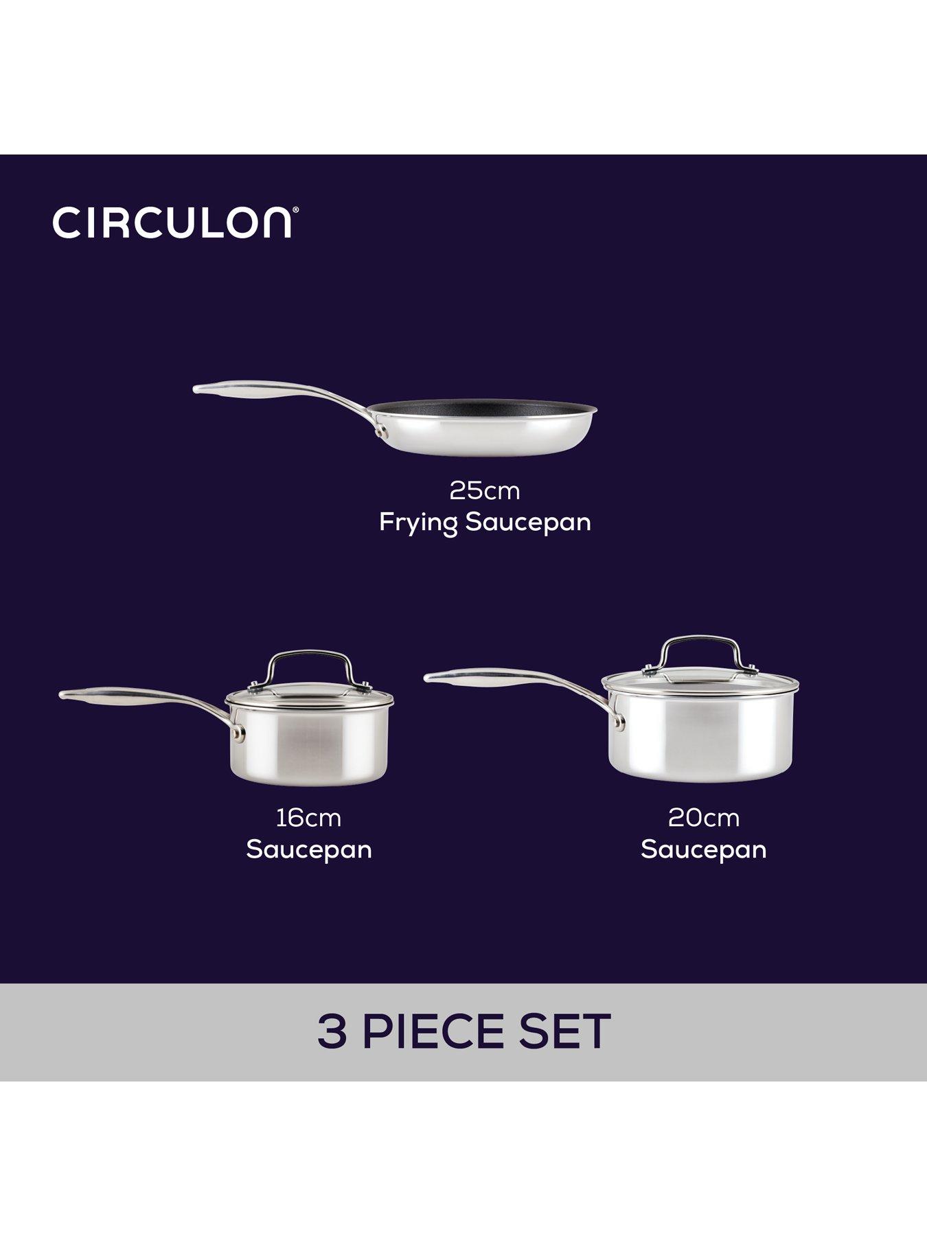 Image 7 of 8 of Circulon Clad Series 3 Piece Set - 16cm &amp; 20cm Saucepans &amp; 25cm Frypan