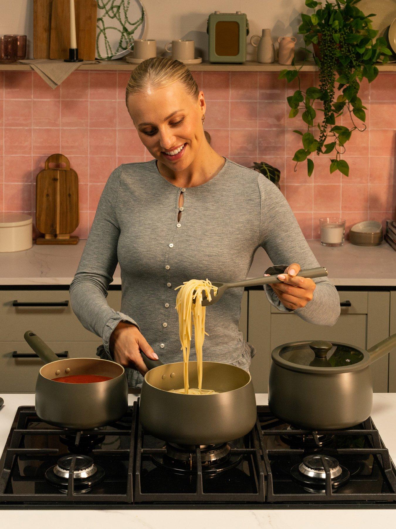 Image 3 of 5 of Prestige Ceramic Non-Stick Frying Pans &amp; Saucepans with Lids, Set of 5 - Urban Olive