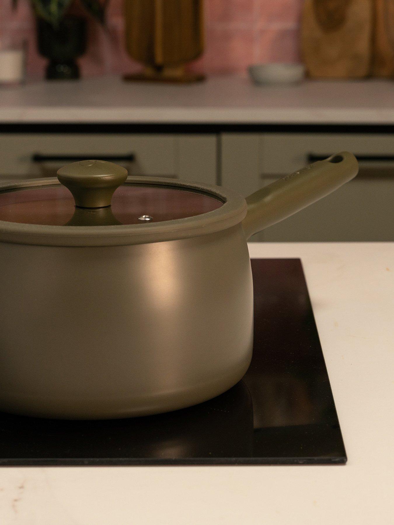 Image 4 of 5 of Prestige Ceramic Non-Stick Frying Pans &amp; Saucepans with Lids, Set of 5 - Urban Olive