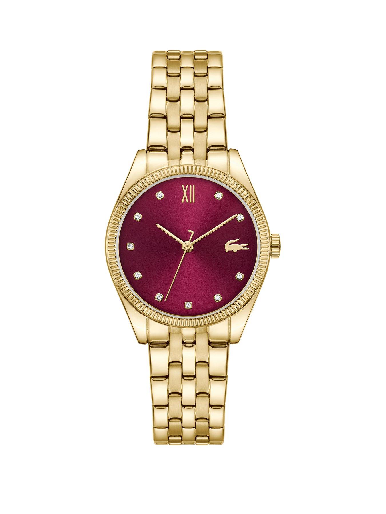 Lacoste Tuilerie Burgundy Dial and Gold Bracelet Watch