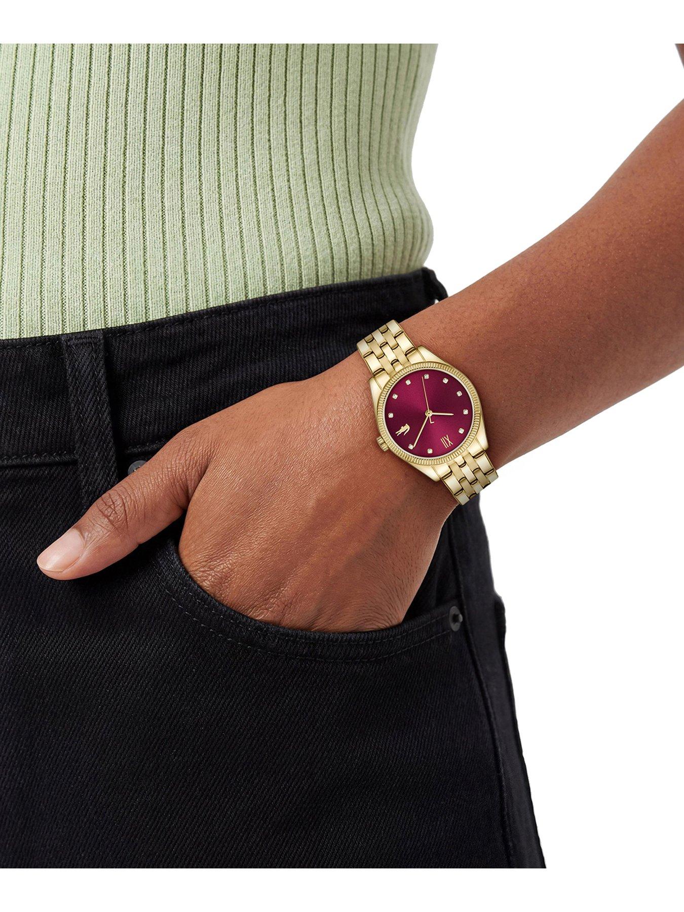 Image 5 of 5 of Lacoste Tuilerie Burgundy Dial and Gold Bracelet Watch