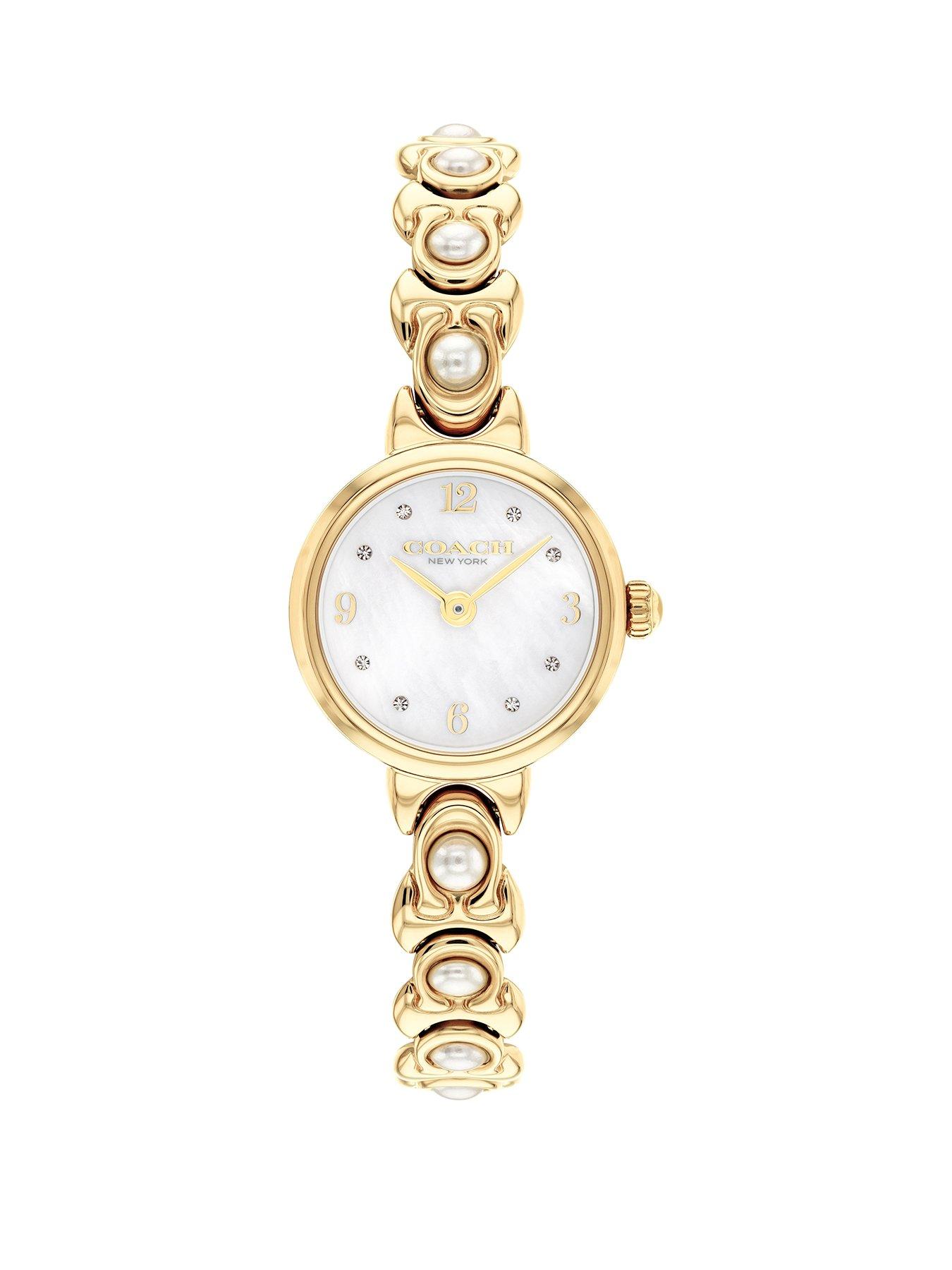 Image 1 of 4 of COACH Ladies Iris Gold Plated with Pearl Bracelet  Watch