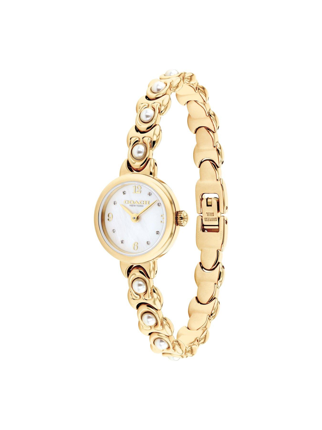 Image 2 of 4 of COACH Ladies Iris Gold Plated with Pearl Bracelet  Watch