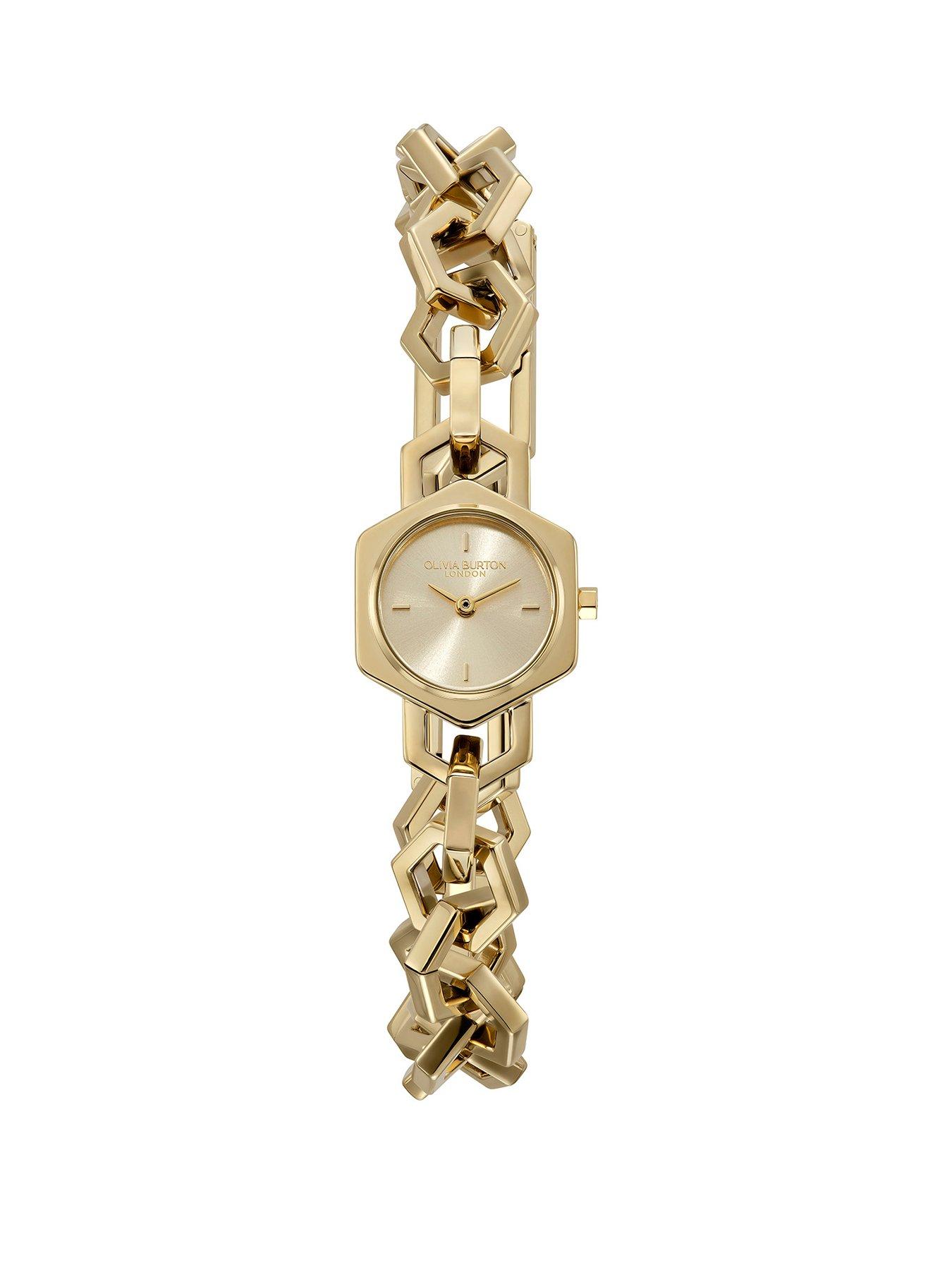 Olivia Burton 20mm Hex Link Mini Gold Sunray Watch