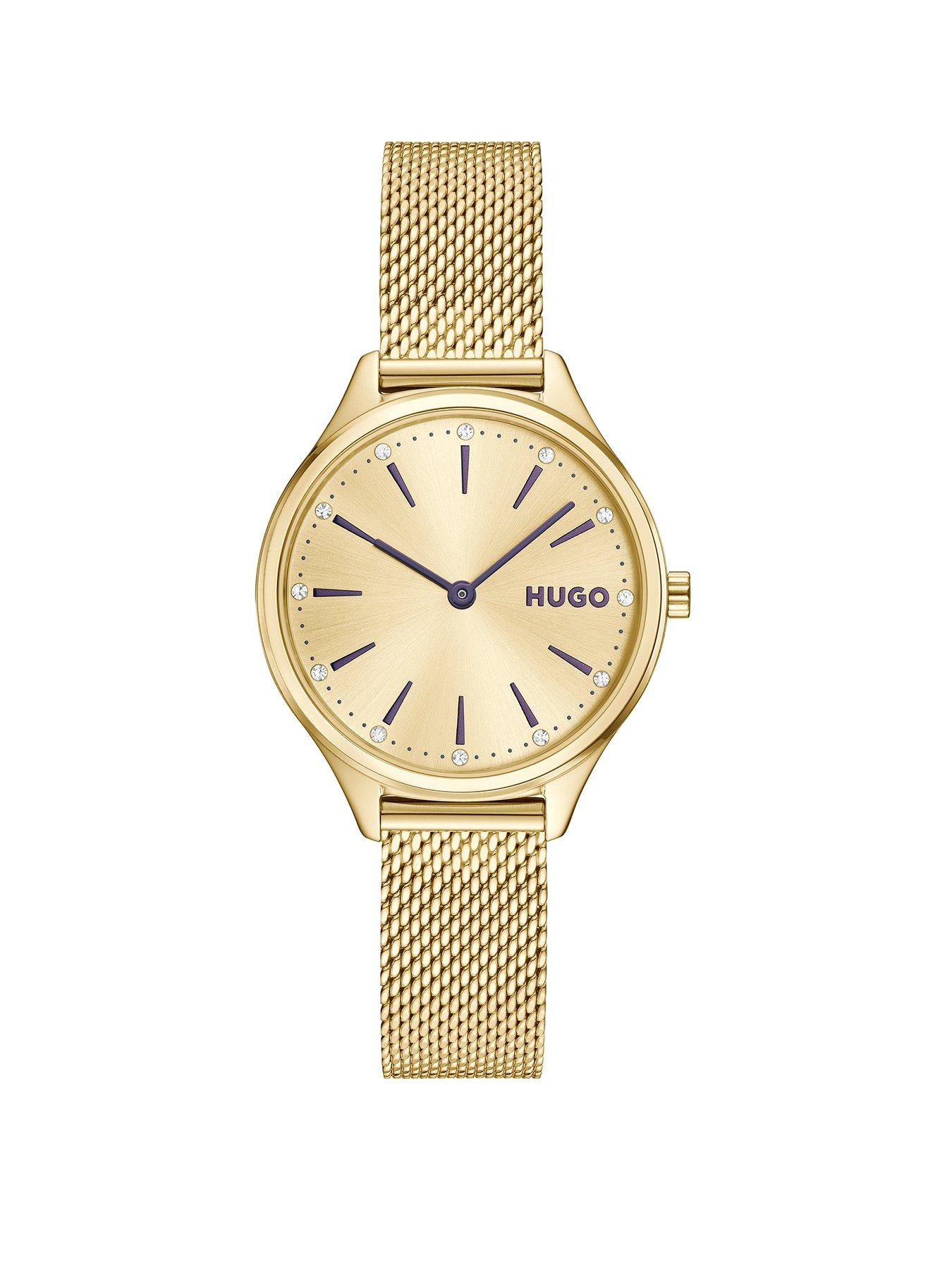 Image 1 of 8 of HUGO Light Yellow Gold Mesh Bracelet Watch
