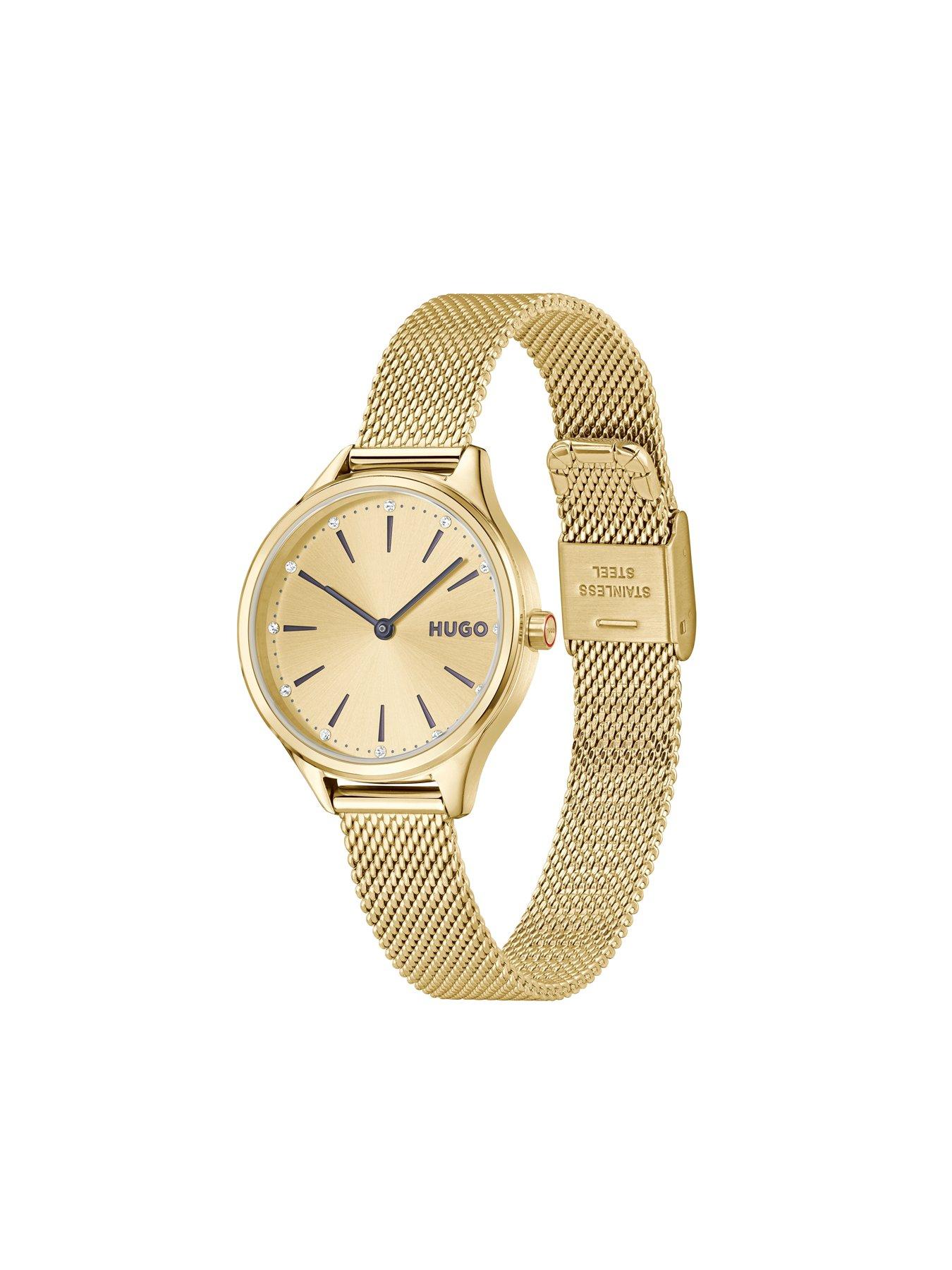 Image 3 of 8 of HUGO Light Yellow Gold Mesh Bracelet Watch