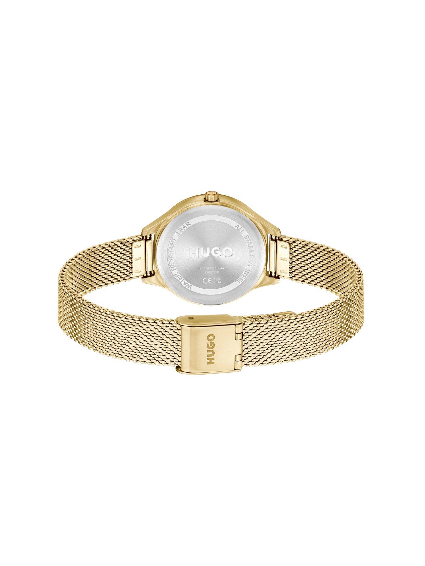 Image 4 of 8 of HUGO Light Yellow Gold Mesh Bracelet Watch