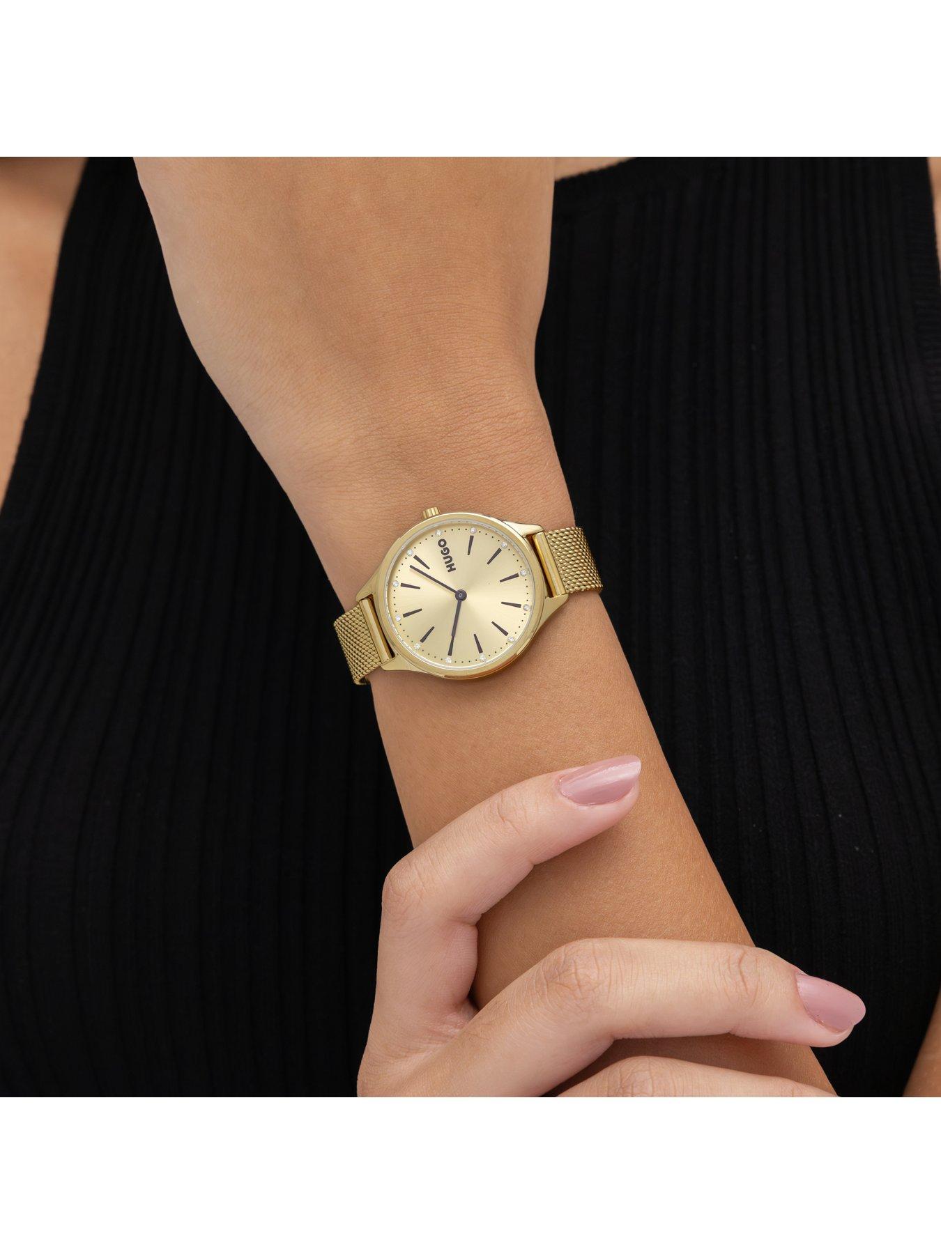 Image 5 of 8 of HUGO Light Yellow Gold Mesh Bracelet Watch