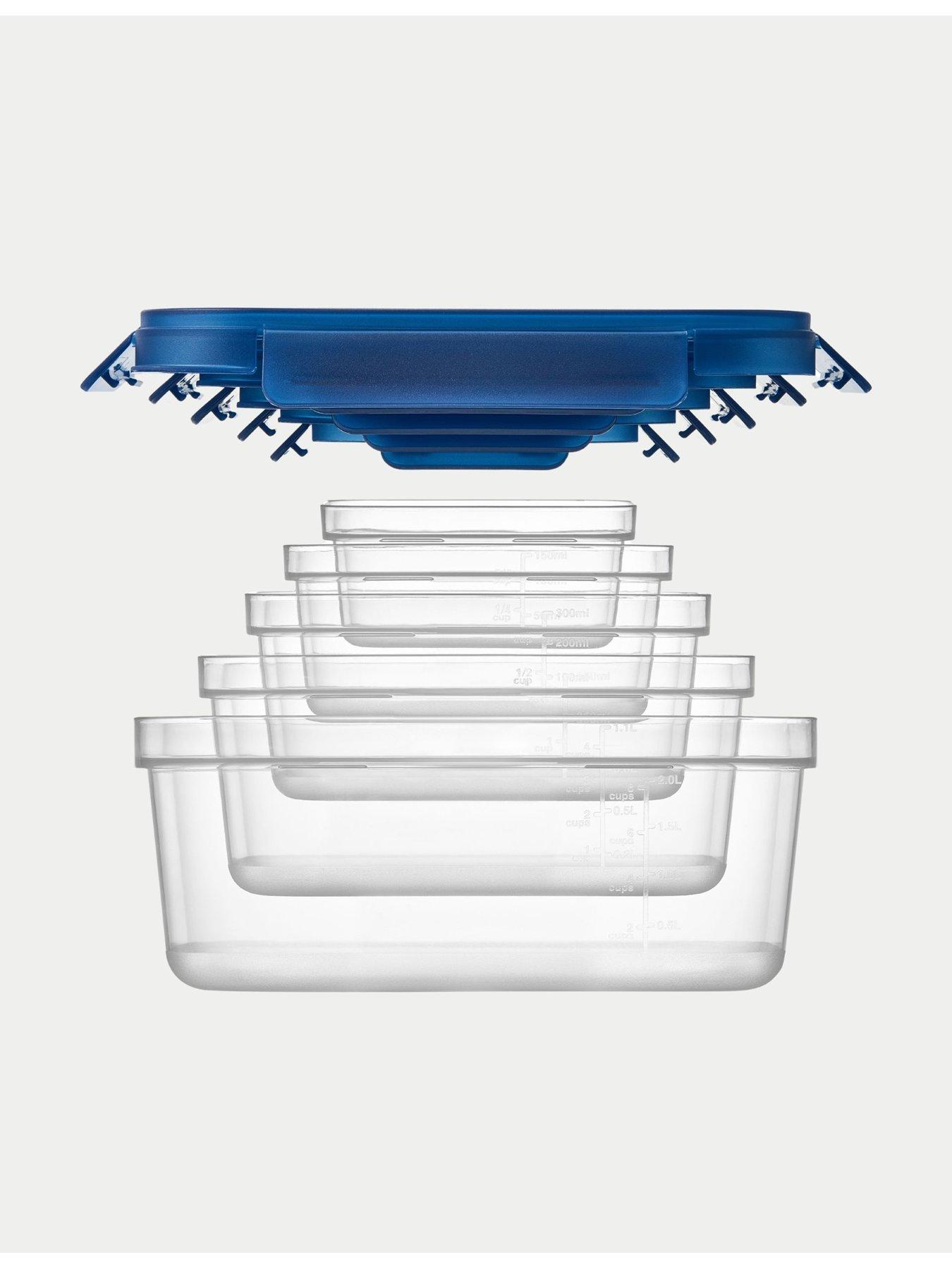 Image 6 of 7 of LocknLock NestnLock 10 Piece Container Set blue &amp; Sage Lids