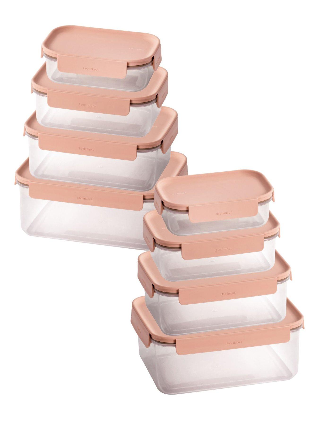 Lock and Lock Classic Plus Rect 8pce Nesting Set, 2 X 4pce - Pink (hpl413s4p- 420ml, 910ml, 1.65lt, 2.75lt)