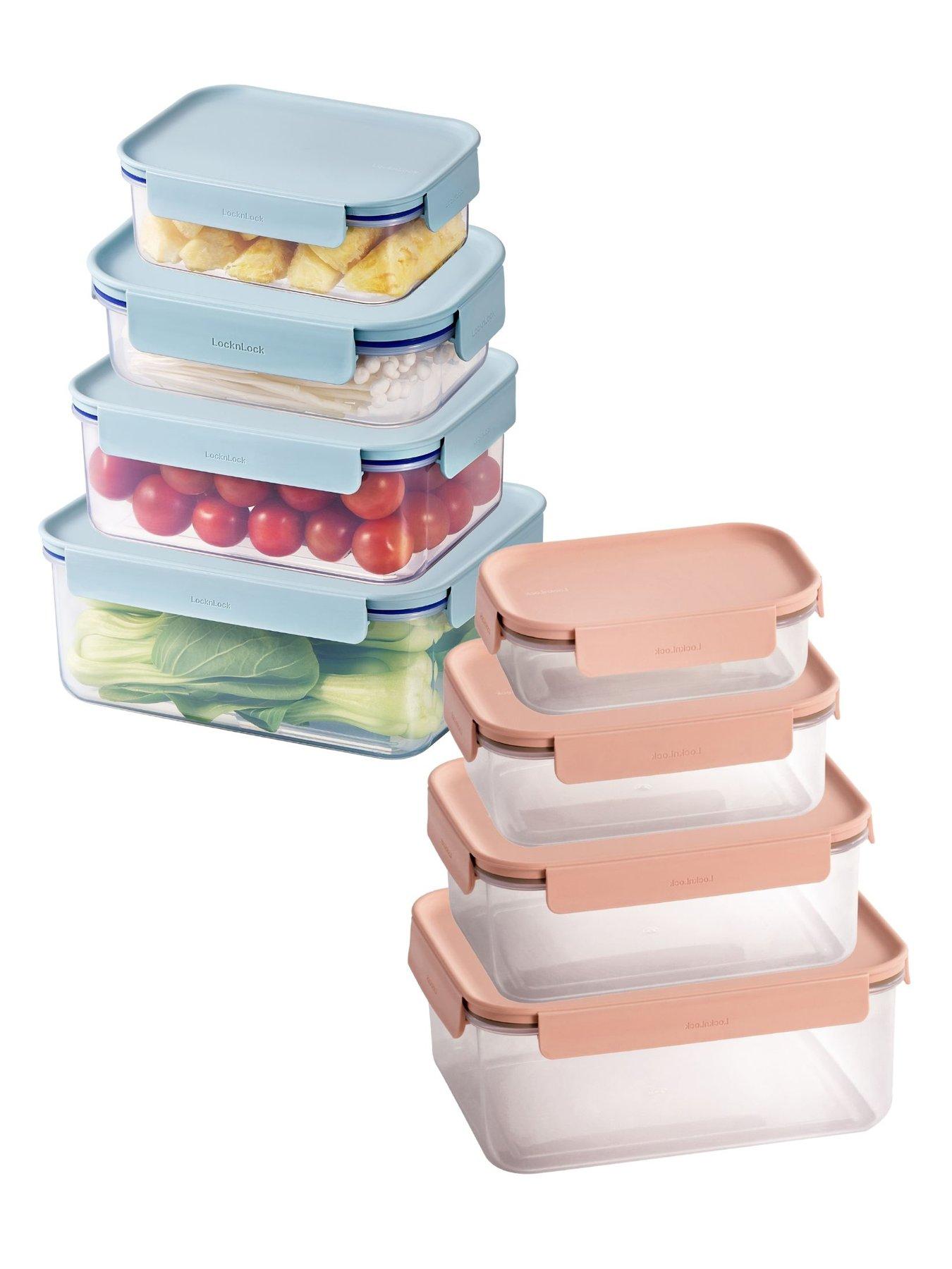 Lock and Lock Classic Plus Rect 8pce Nesting Set, 1 X 4pce Pink (hpl413s4p  &  1 X Blue (hpl413s4p)