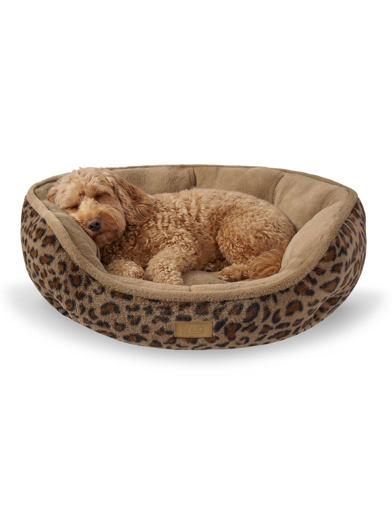 Snug Calming Faux Fur Donut Pet Bed - Leopard