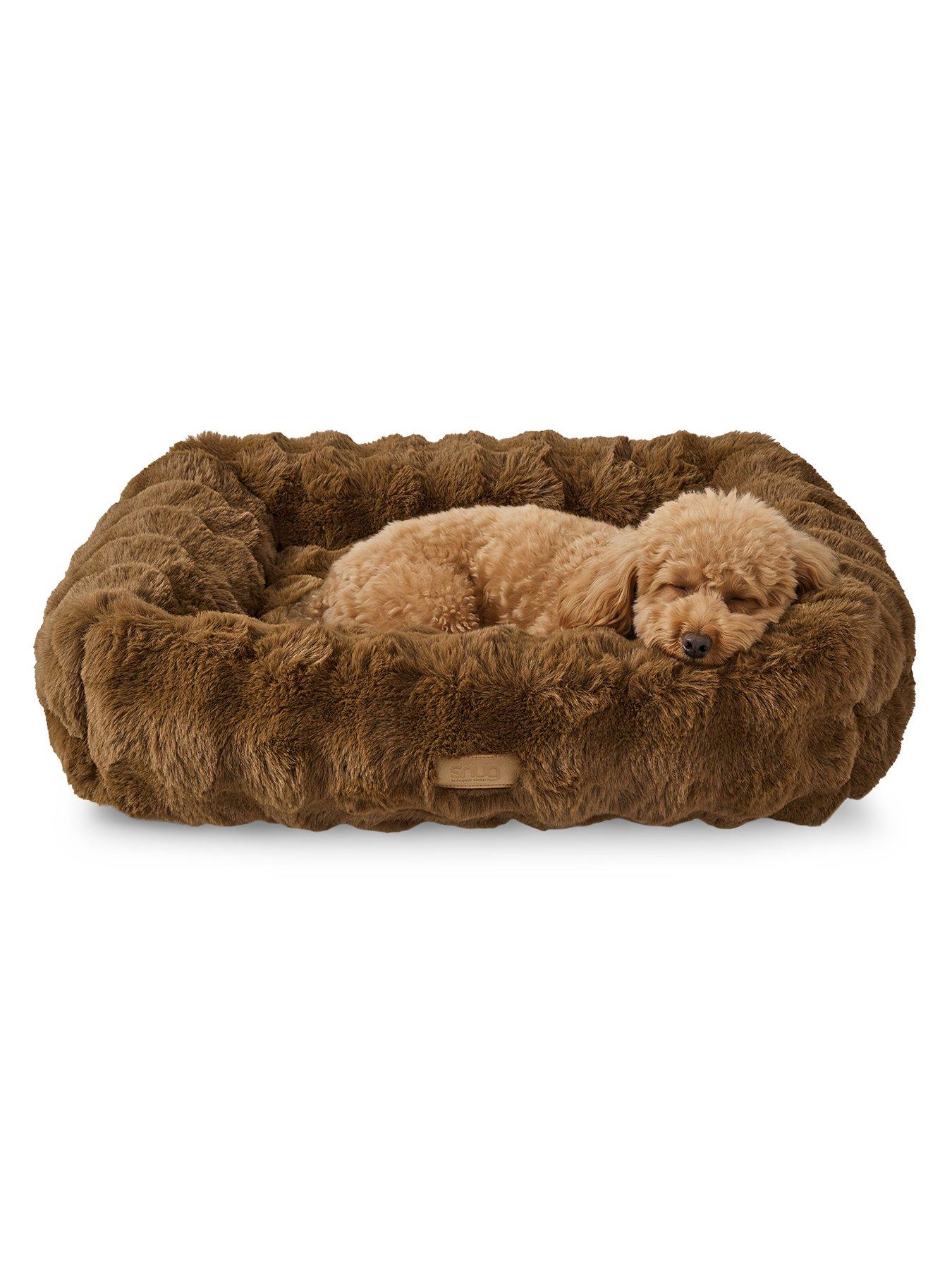 Snug Super Cosy Faux Fur Box Pet Bed - Brown
