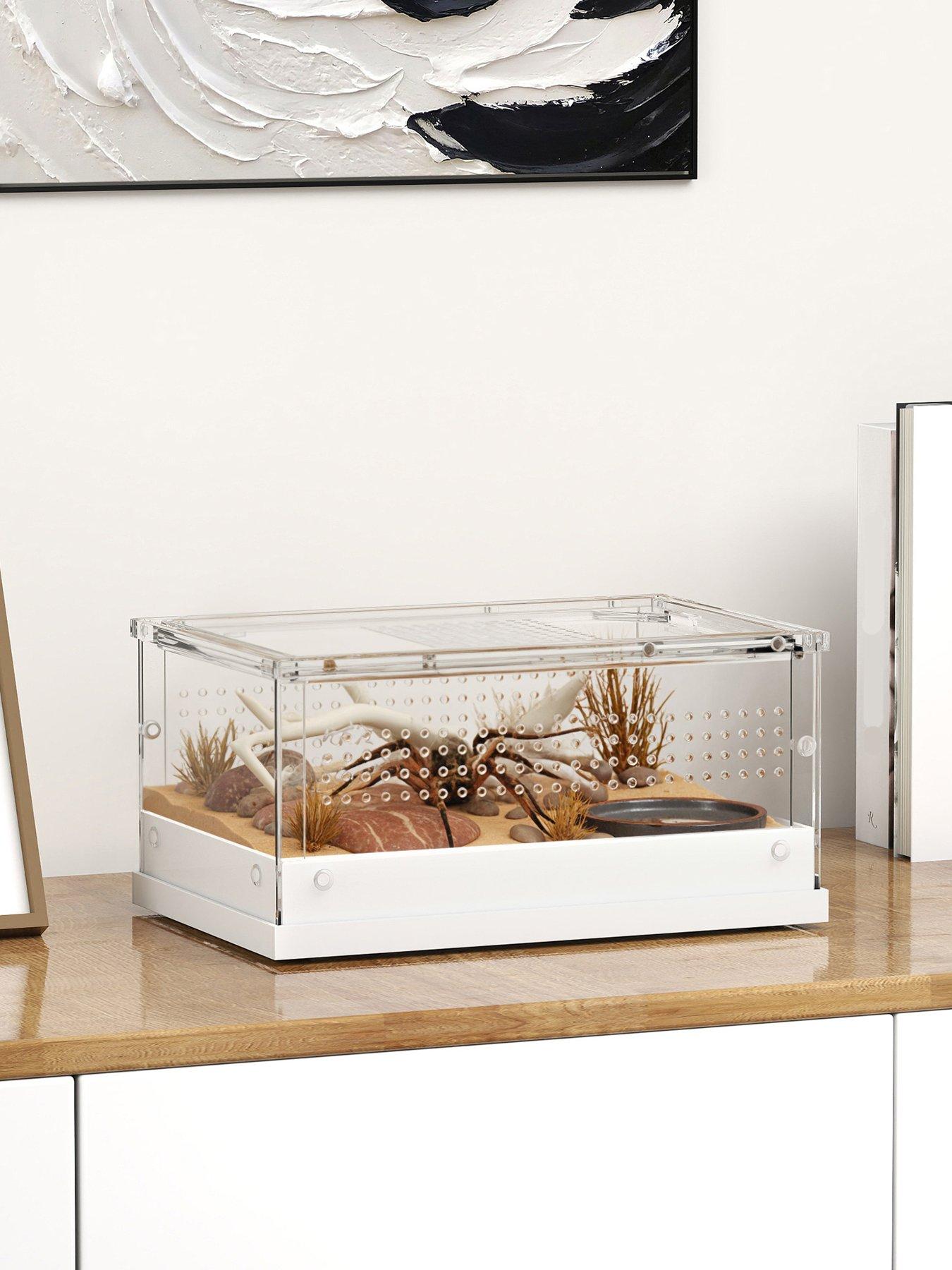 PawHut Reptile Terrarium, 360° Acrylic Reptile Breeding Box with Vents and with Top Sliding Door for Snake, Frog, Spider, Gecko, Stick Insect, Praying Mantis - 30 x 20 x 15cm