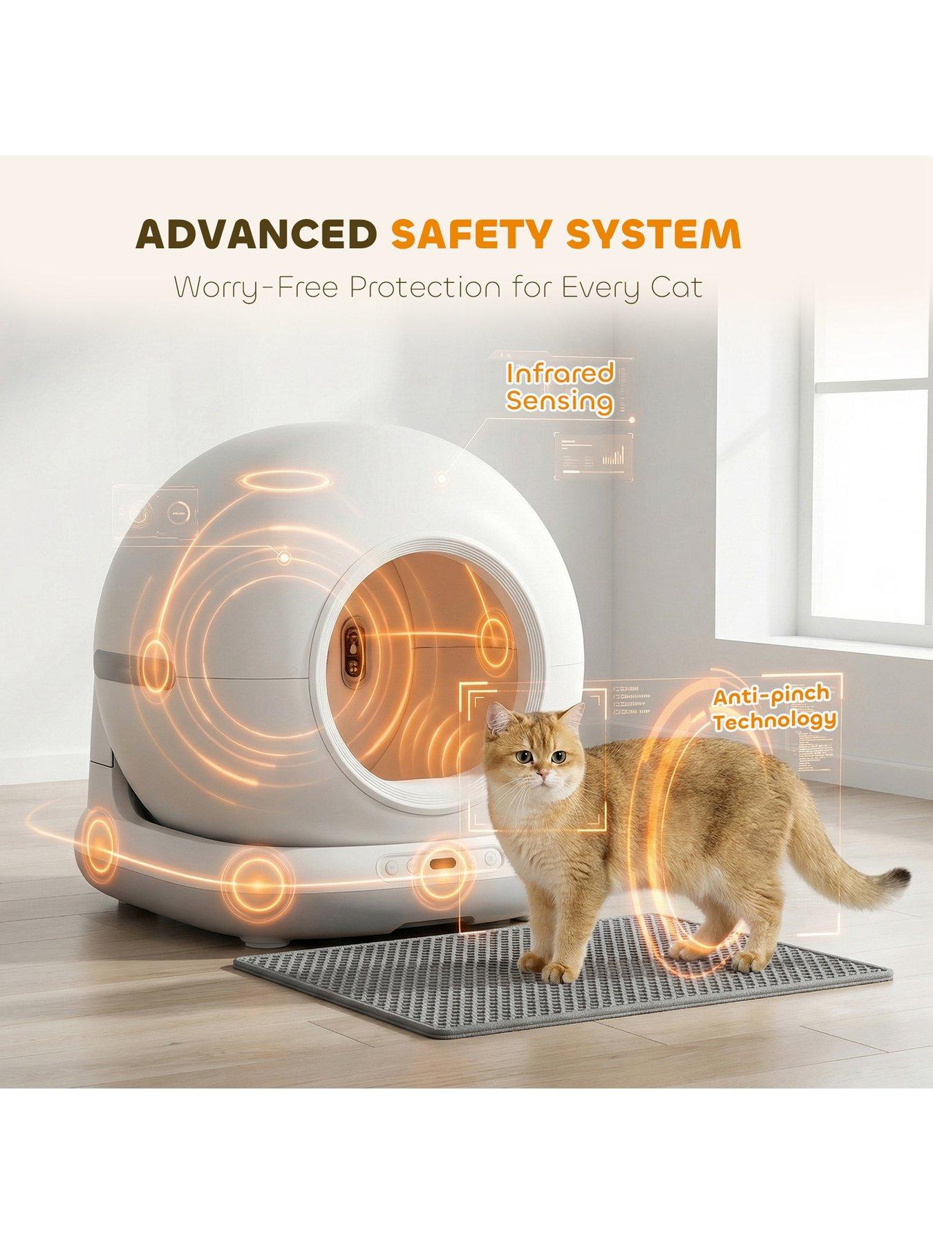 Image 3 of 7 of PawHut Self Cleaning Cat Litter Tray, App Control, 72L Extra Large Automatic Cat Litter Box for Multiple Cats, Anti-Pinch, Odor &amp; Noise Control, Deodorant Gel, Litter Mat, 1 Roll Rubbish Bag