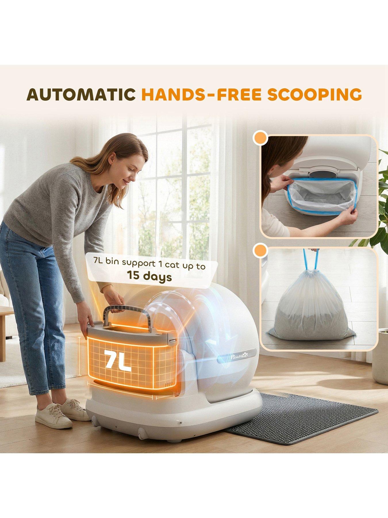 Image 4 of 7 of PawHut Self Cleaning Cat Litter Tray, App Control, 72L Extra Large Automatic Cat Litter Box for Multiple Cats, Anti-Pinch, Odor &amp; Noise Control, Deodorant Gel, Litter Mat, 1 Roll Rubbish Bag