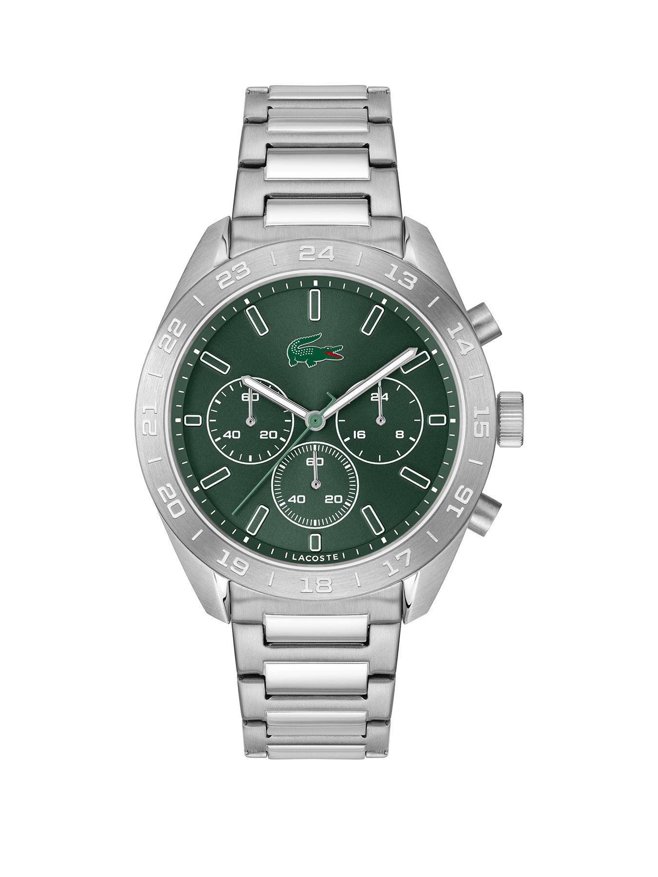 Lacoste Watches Men's Boston Green Dial and Stainless Steel Bracelet Chronograph Watch