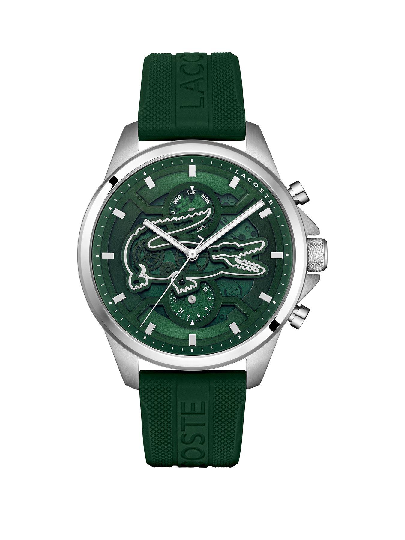 Image 1 of 5 of Lacoste Men's Arthor Skeleton Dial and Green Silicone Strap Multifunction Watch