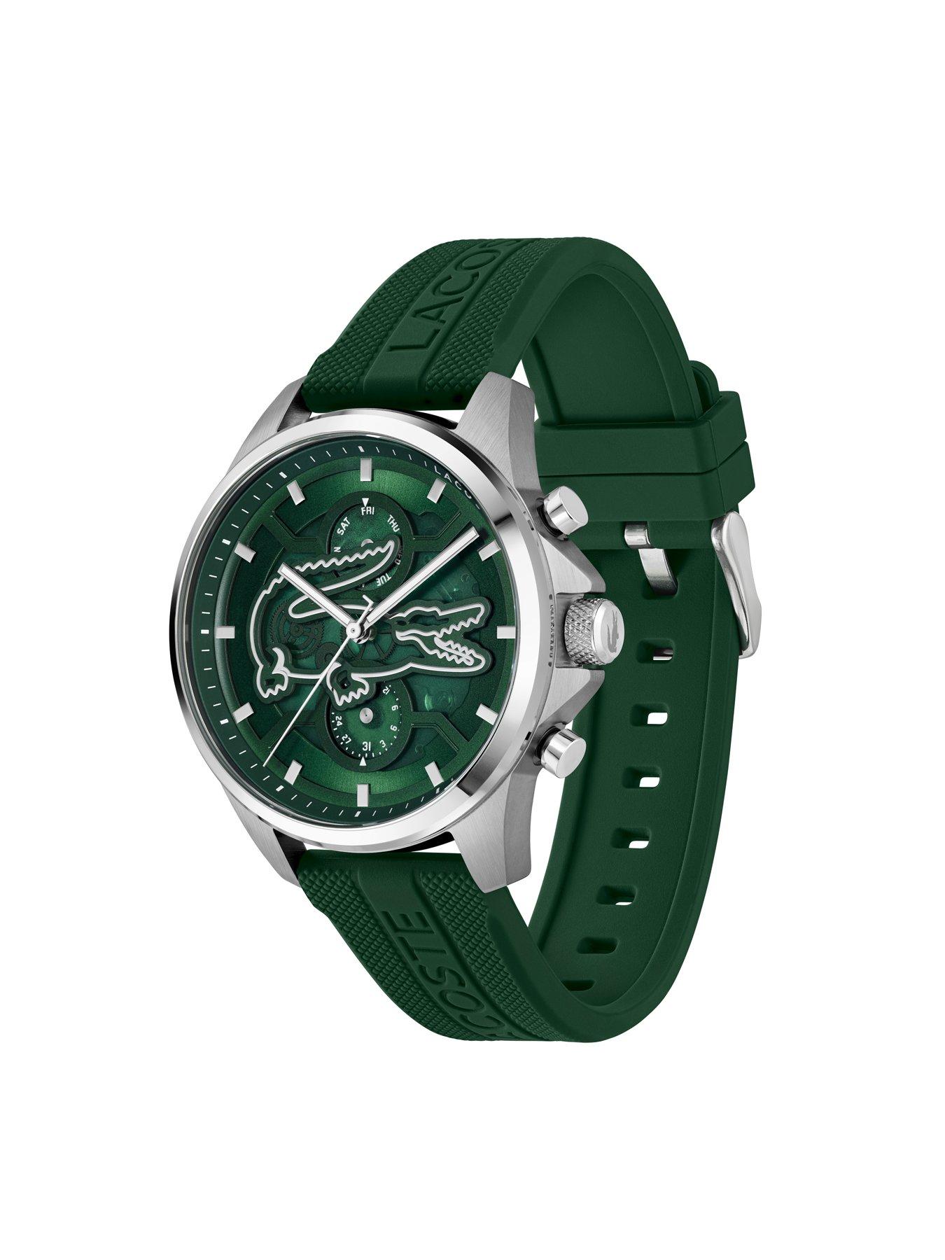 Image 2 of 5 of Lacoste Men's Arthor Skeleton Dial and Green Silicone Strap Multifunction Watch