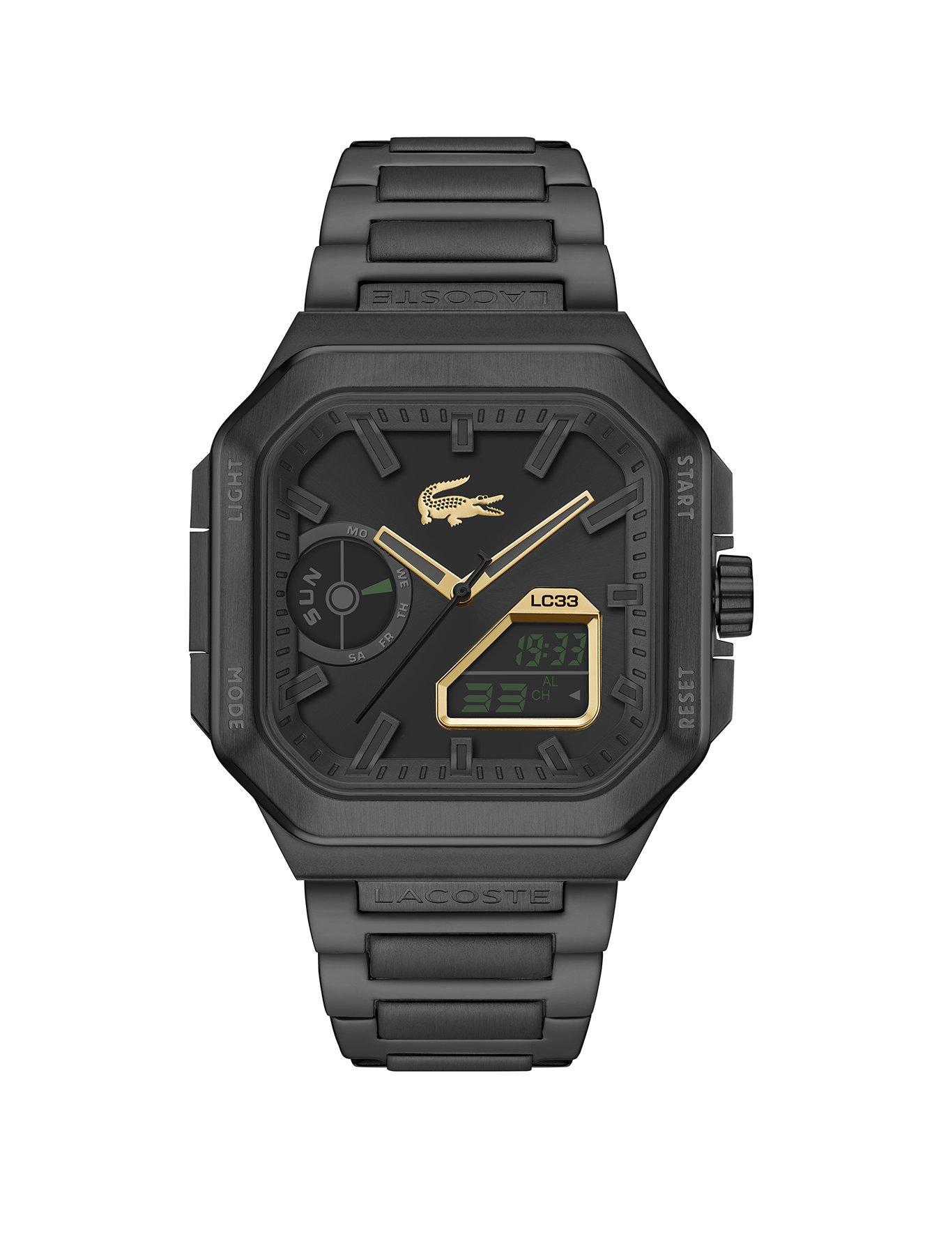 Lacoste Men's LC33 Square Black IP Bracelet Analog-Digital Watch