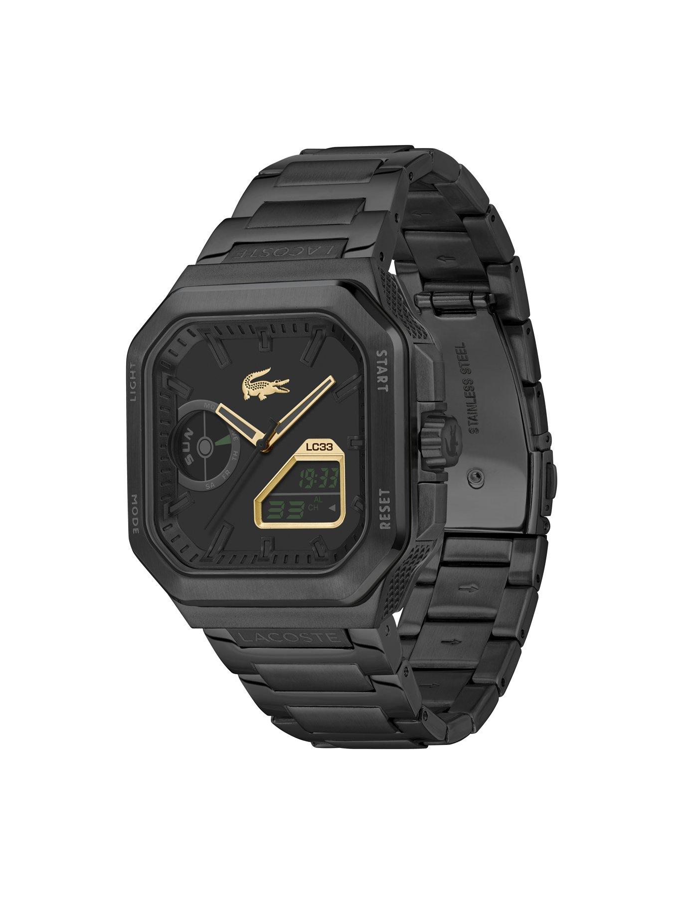 Image 2 of 5 of Lacoste Men's LC33 Square Black IP Bracelet Analog-Digital Watch