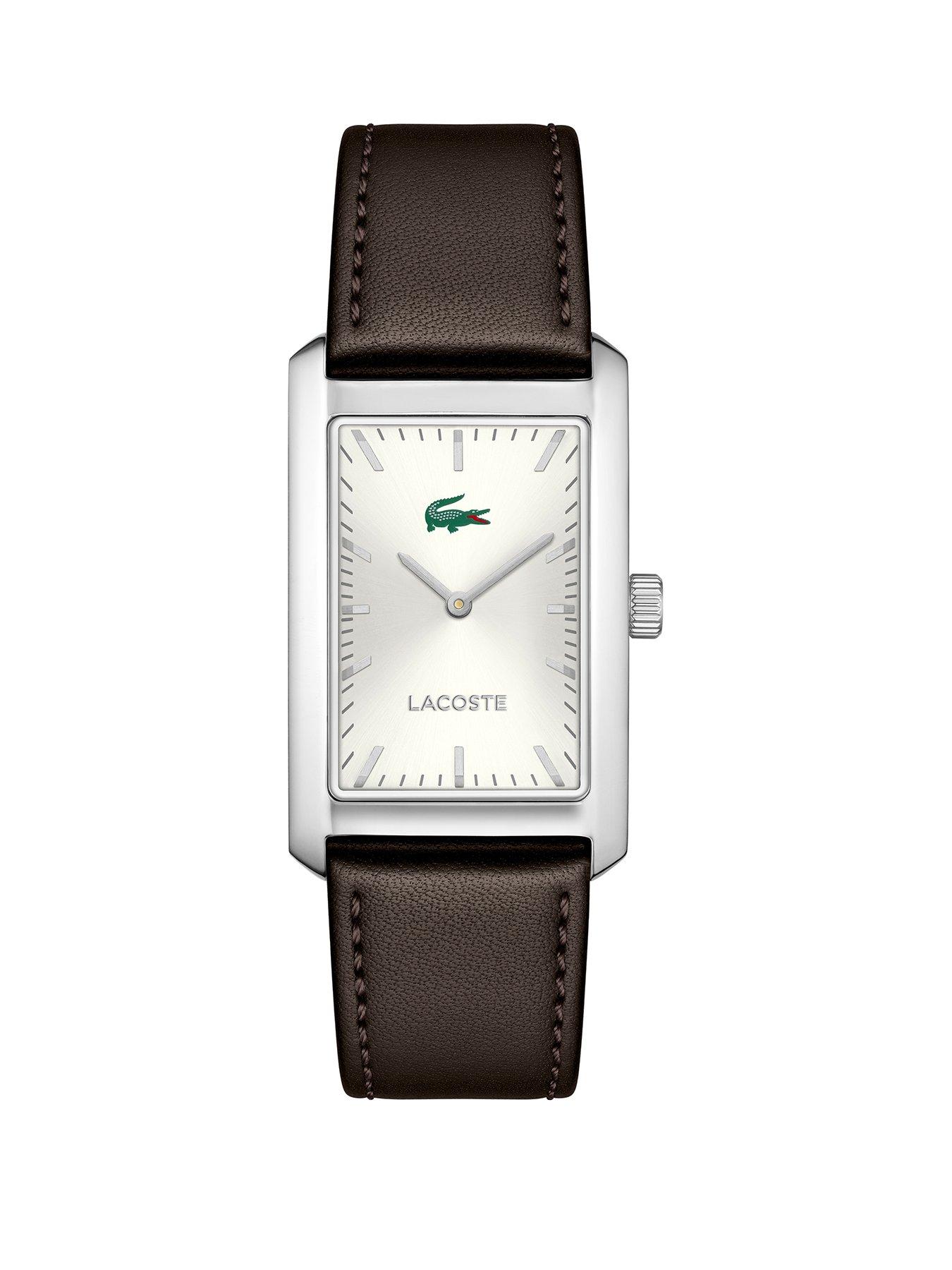 Lacoste Men's Santiago Tank Brown Leather Strap Watch