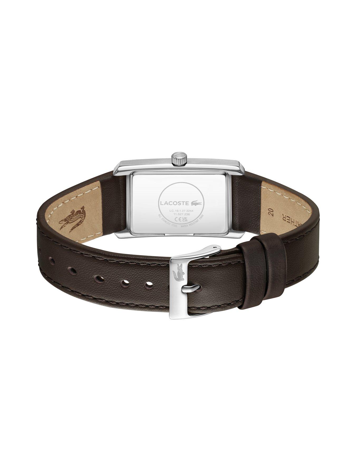 Image 3 of 4 of Lacoste Men's Santiago Tank Brown Leather Strap Watch