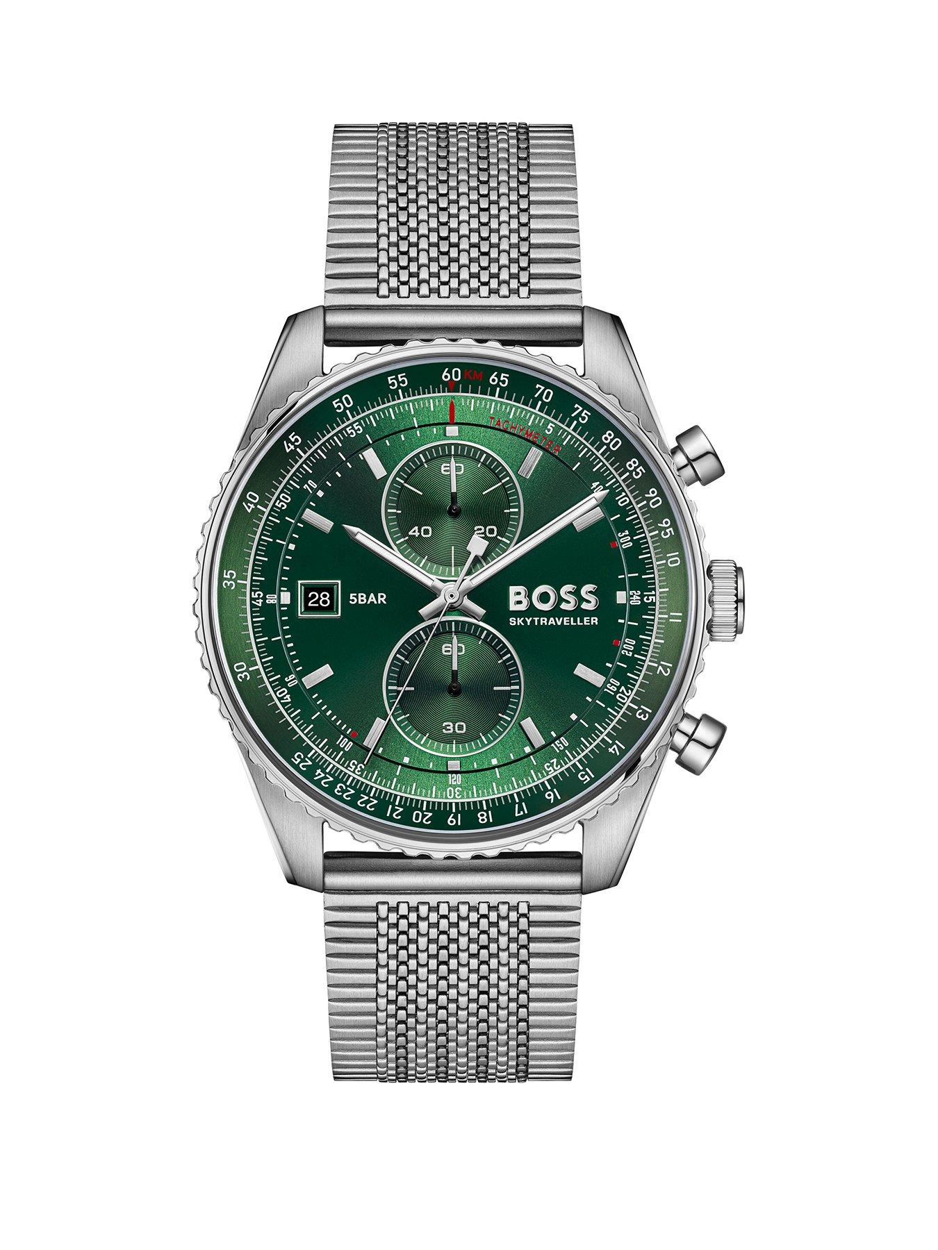 BOSS Gents BOSS Skytraveller Pro Stainless Steel Mesh Watch