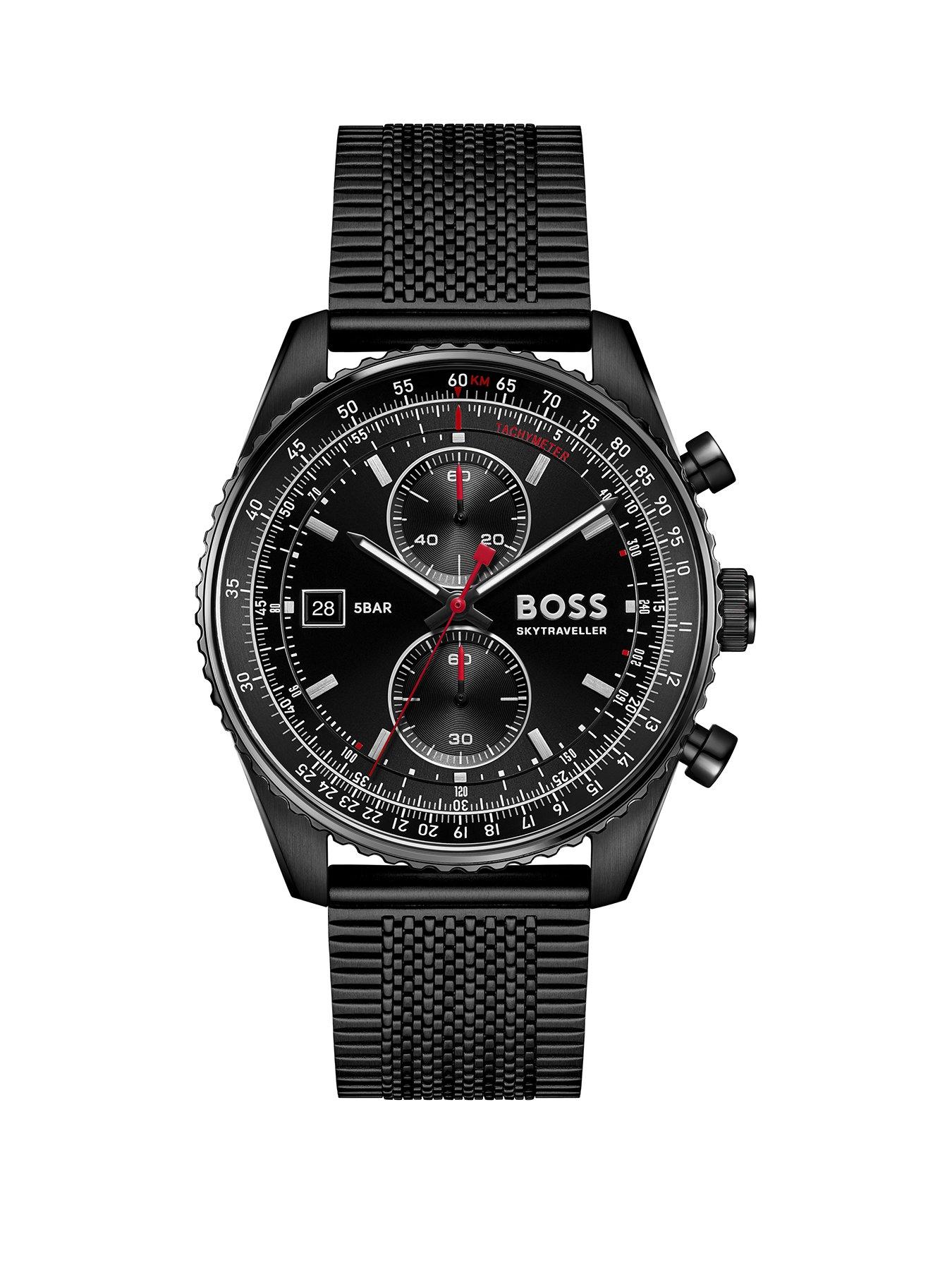 BOSS Gents BOSS Skytraveller Pro Black IP Mesh Watch
