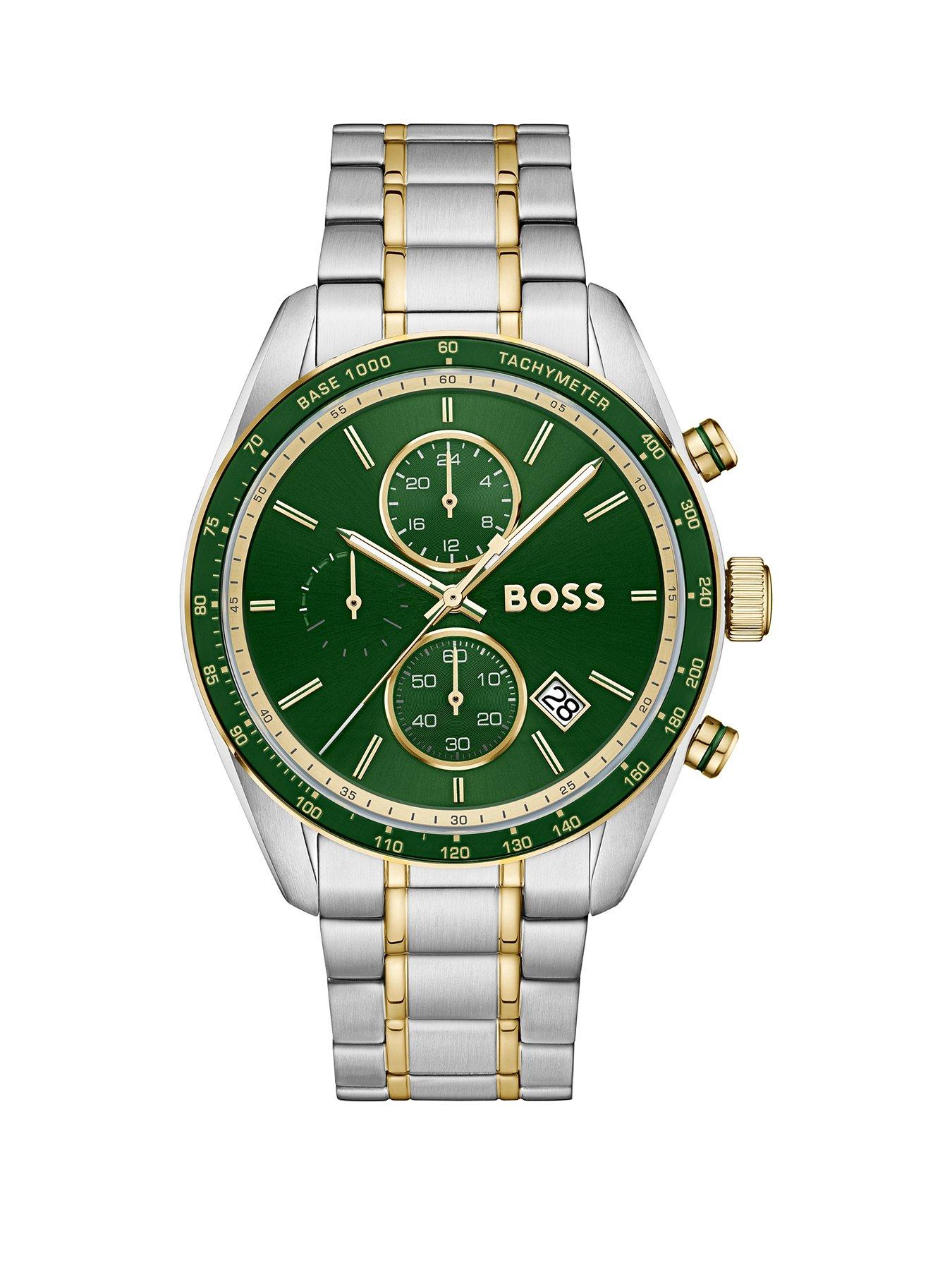 BOSS Gents BOSS Grand Prix Vitesse Two Tone Stainless Steel and Gold IP Watch