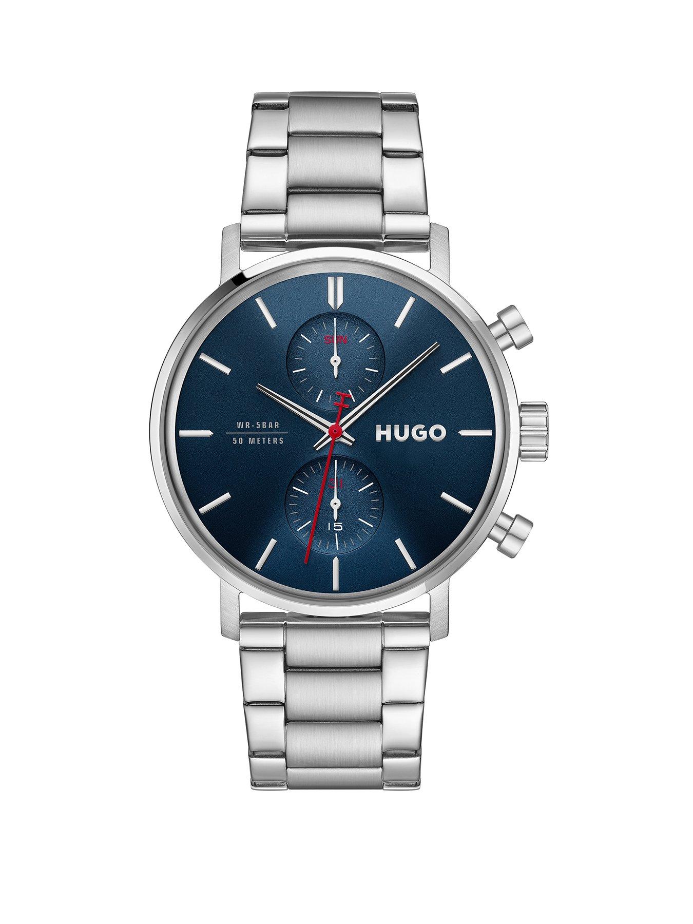 HUGO Gents HUGO #TAKEOFF Blue Dial and Stainless Steel Multifunction  Watch