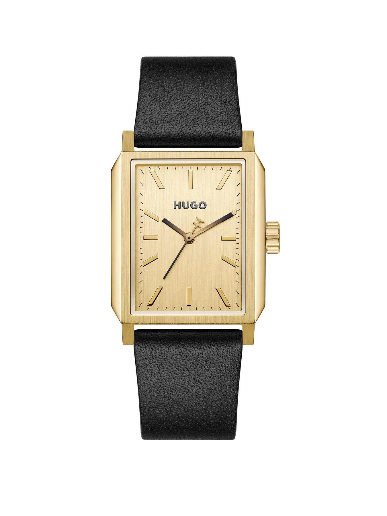HUGO Gents HUGO #STEEZE Black Leather Watch