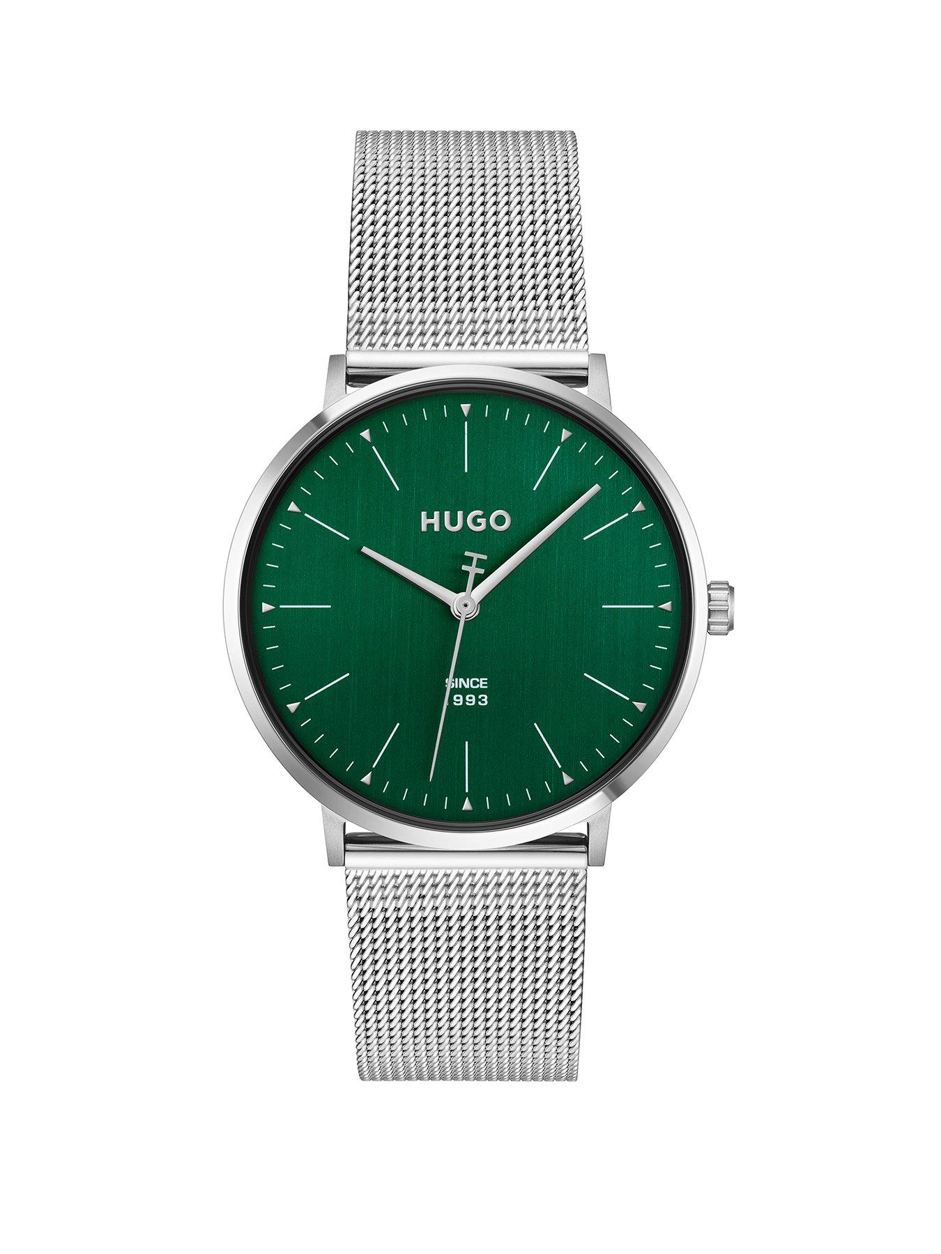 HUGO Gents HUGO #STYLE Stainless Steel Green Dial Mesh Bracelet  Watch