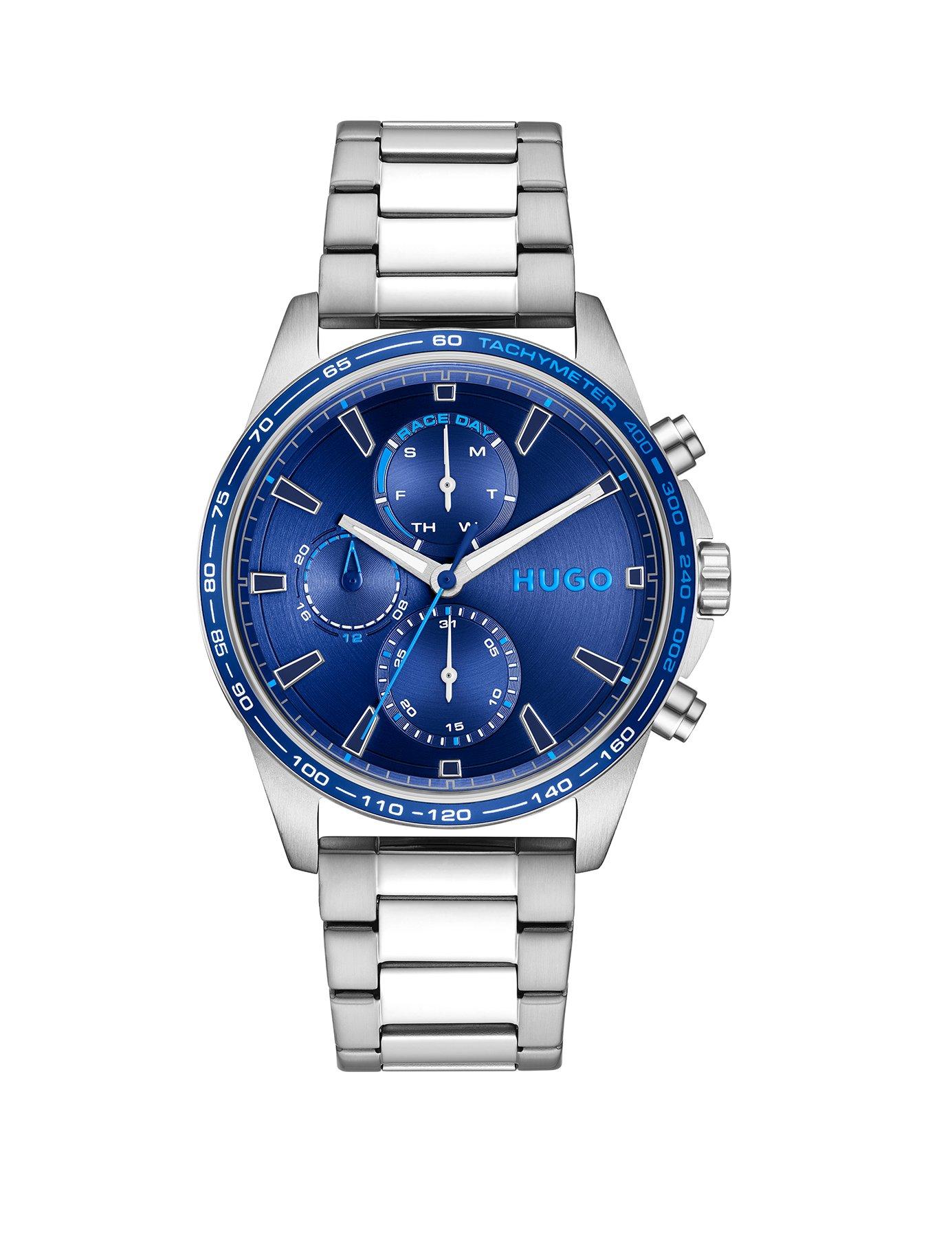 HUGO Gents HUGO #DRIFT Blue Dial and Stainless Steel Multifunction  Watch