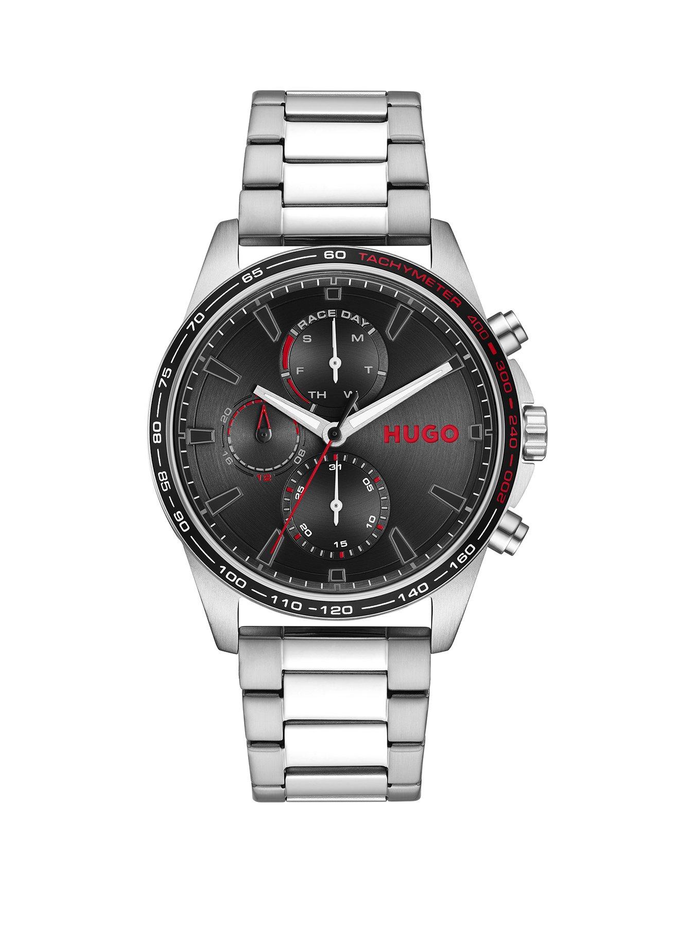 HUGO Gents HUGO #DRIFT Black Dial and Stainless Steel Multifunction  Watch