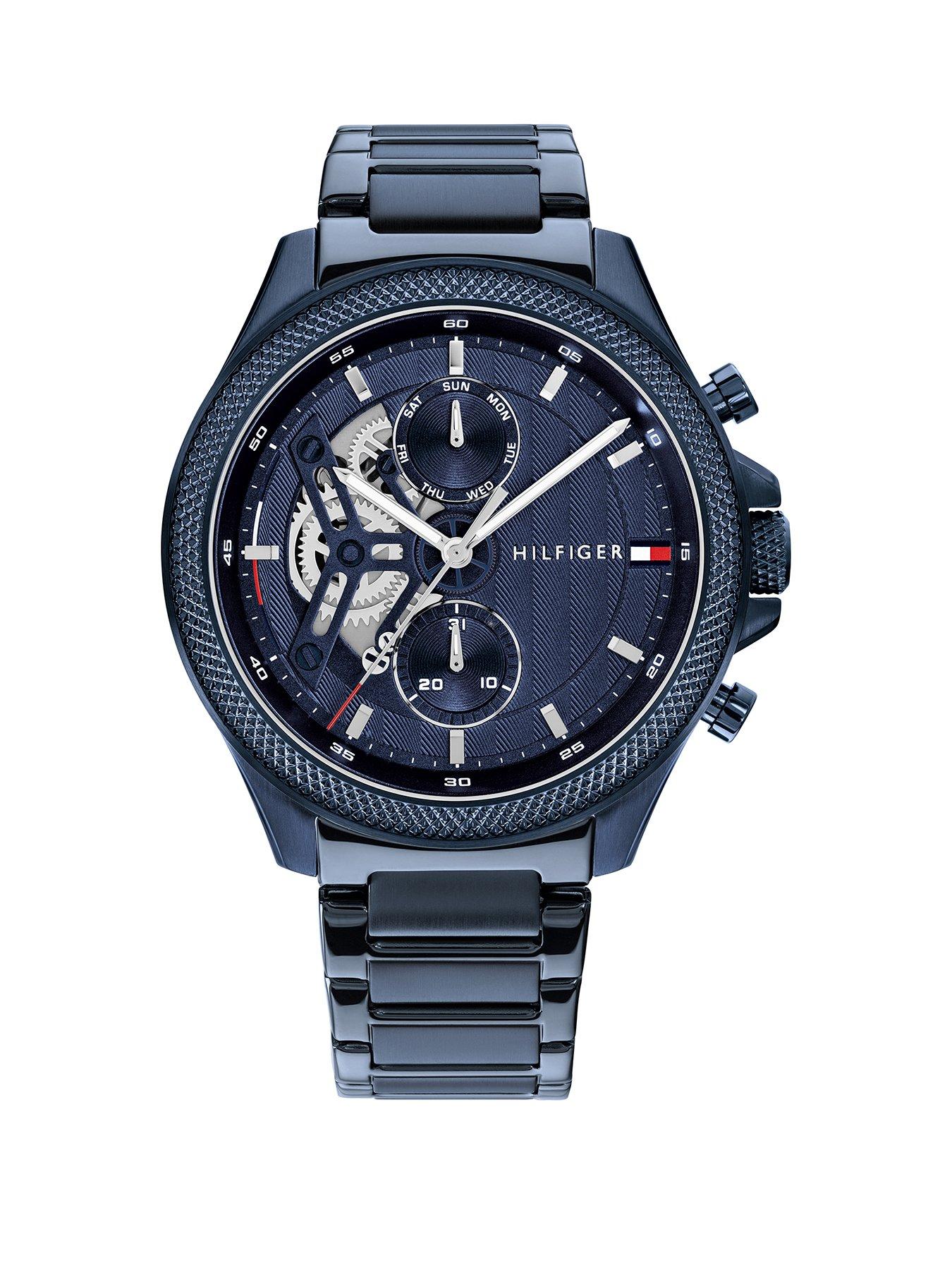 Tommy Hilfiger Tommy Hilfiger Men's Skeleton Dial Blue IP Bracelet Watch