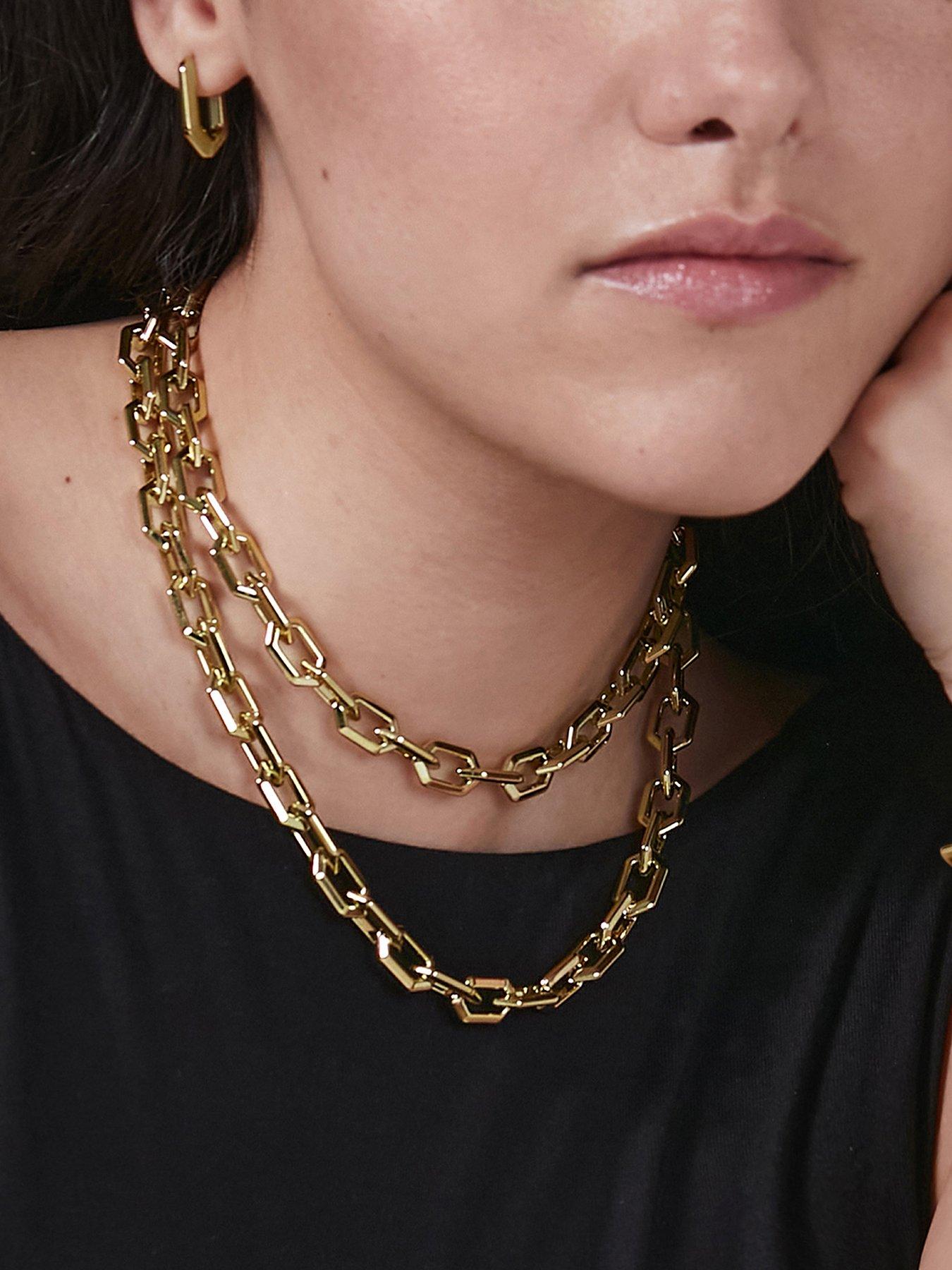 Image 1 of 8 of Olivia Burton Gold IP Honeycomb Geo Chain Link Necklace