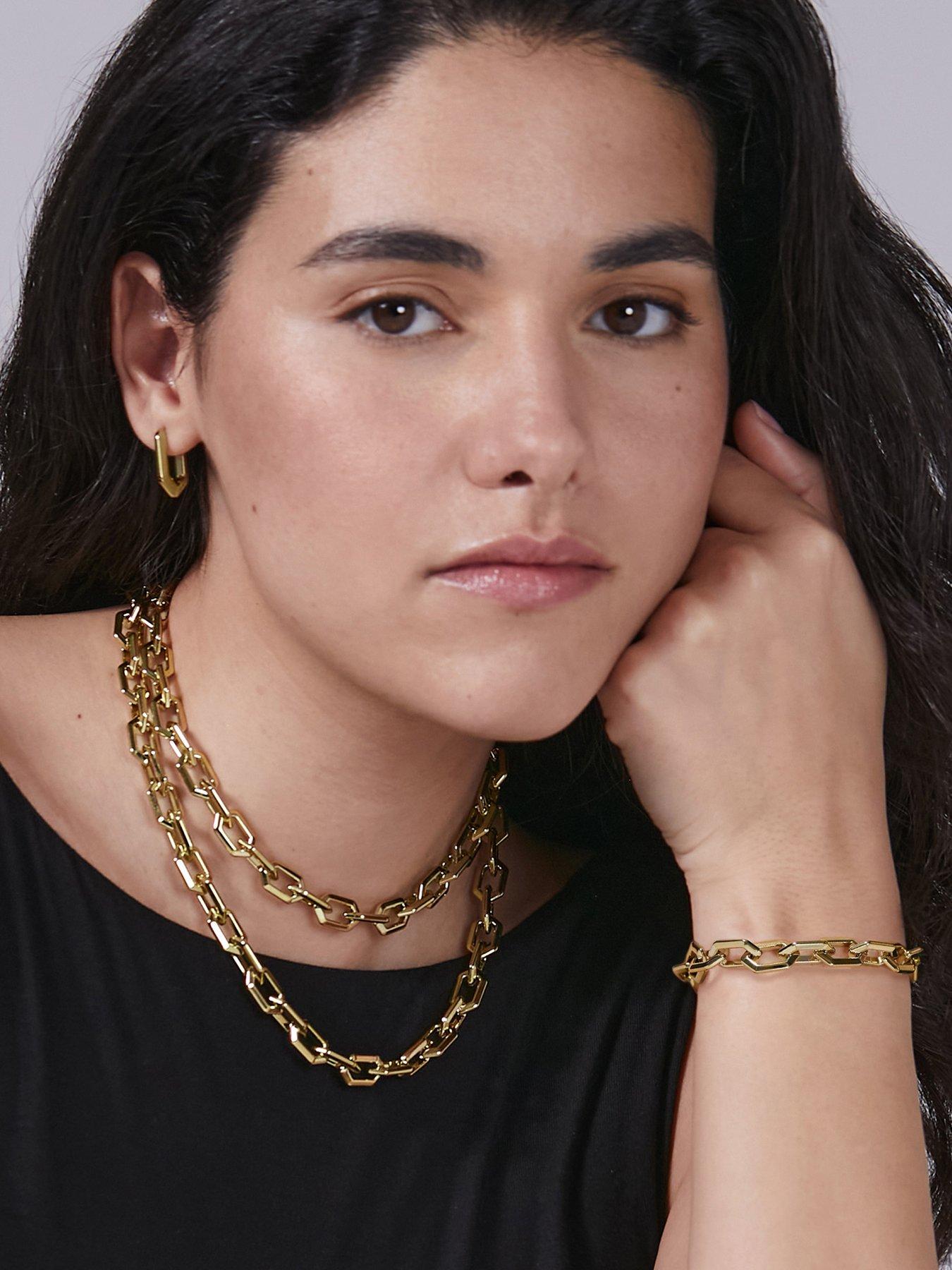 Image 5 of 8 of Olivia Burton Gold IP Honeycomb Geo Chain Link Necklace